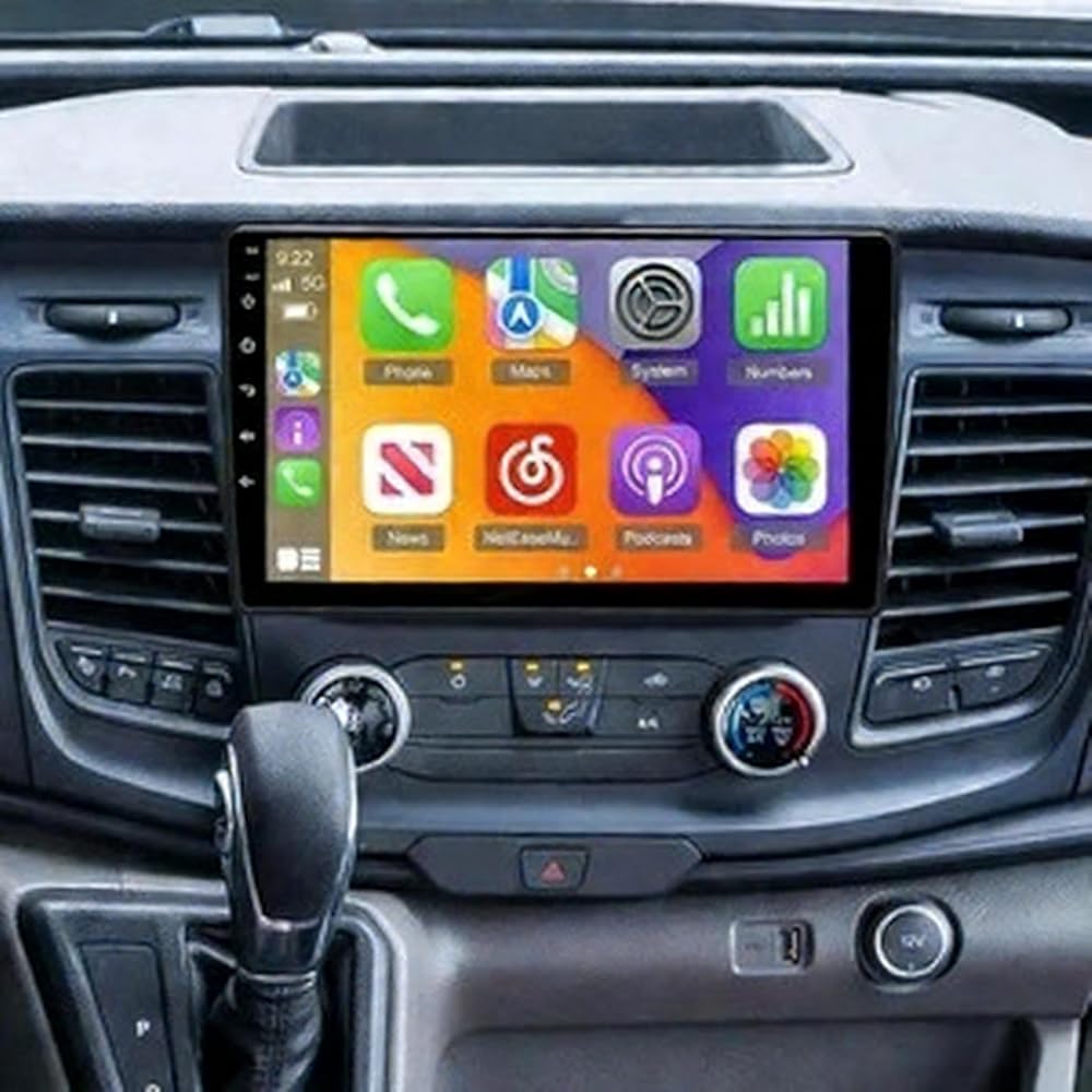 2+32G 10in Car Stereo for Ford Transit Custom 2020-2024 w/GPS Navigation with Carplay w/Android Auto Double Din Touchscreen Car Radio Receiver Backup Camera
