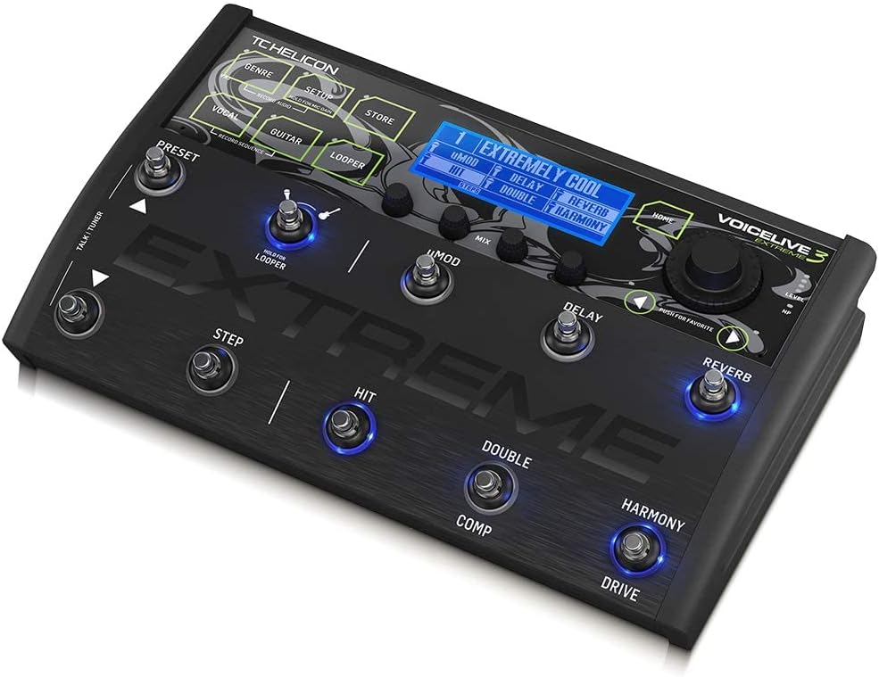 TC Helicon VOICELIVE 3 EXTREME Unrivaled Vocal and Guitar Effects Performance Floor Pedal with Backing Tracks, Looping, Automation and Audio Recording