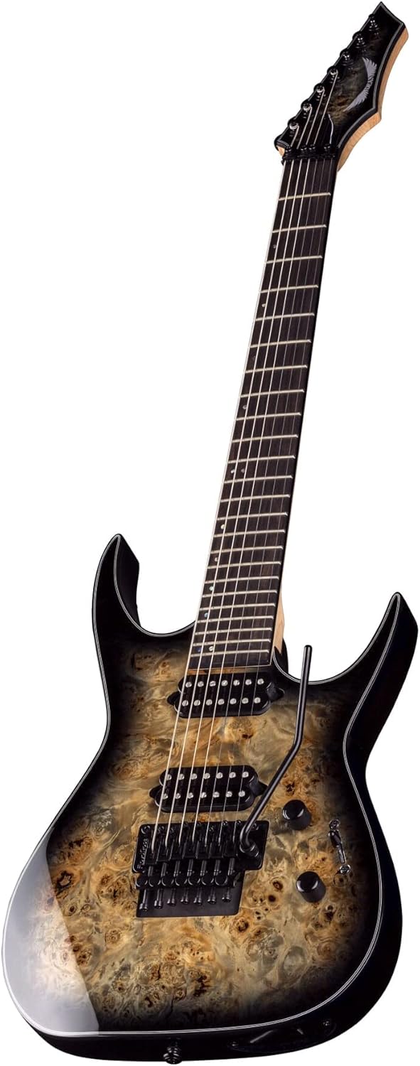 Dean 7 String Exile Select Floyd Fluence Natural Black Burst, EXILE SEL 7 F FL NBST