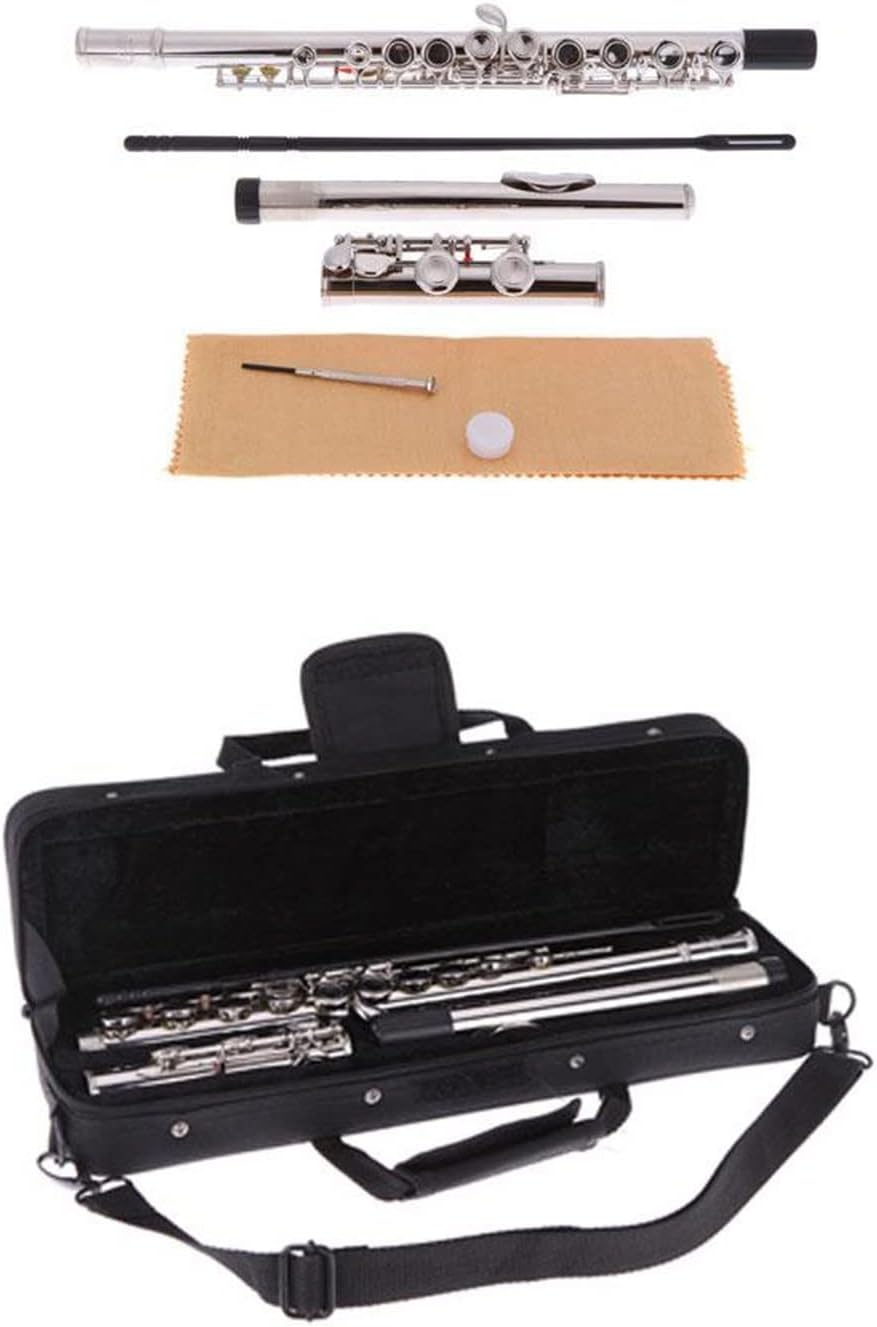 Flutes Woodwind Instrument Flute Silver Plated 16 Holes C Key Cupronickel with Bag