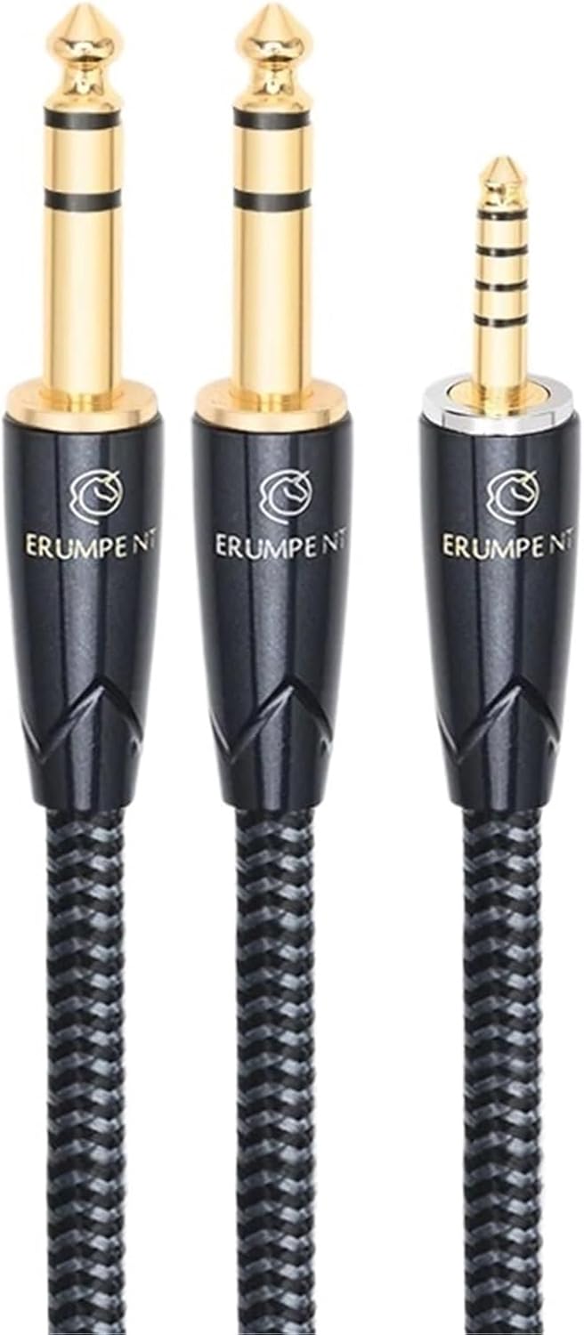 HiFi 4.4 to Dual 6.5 Cable for Speaker Mixer Amplifier Hi-end Square OCC Balanced 4.4mm to Dual 6.5mm TRS Audio Cord(2m)