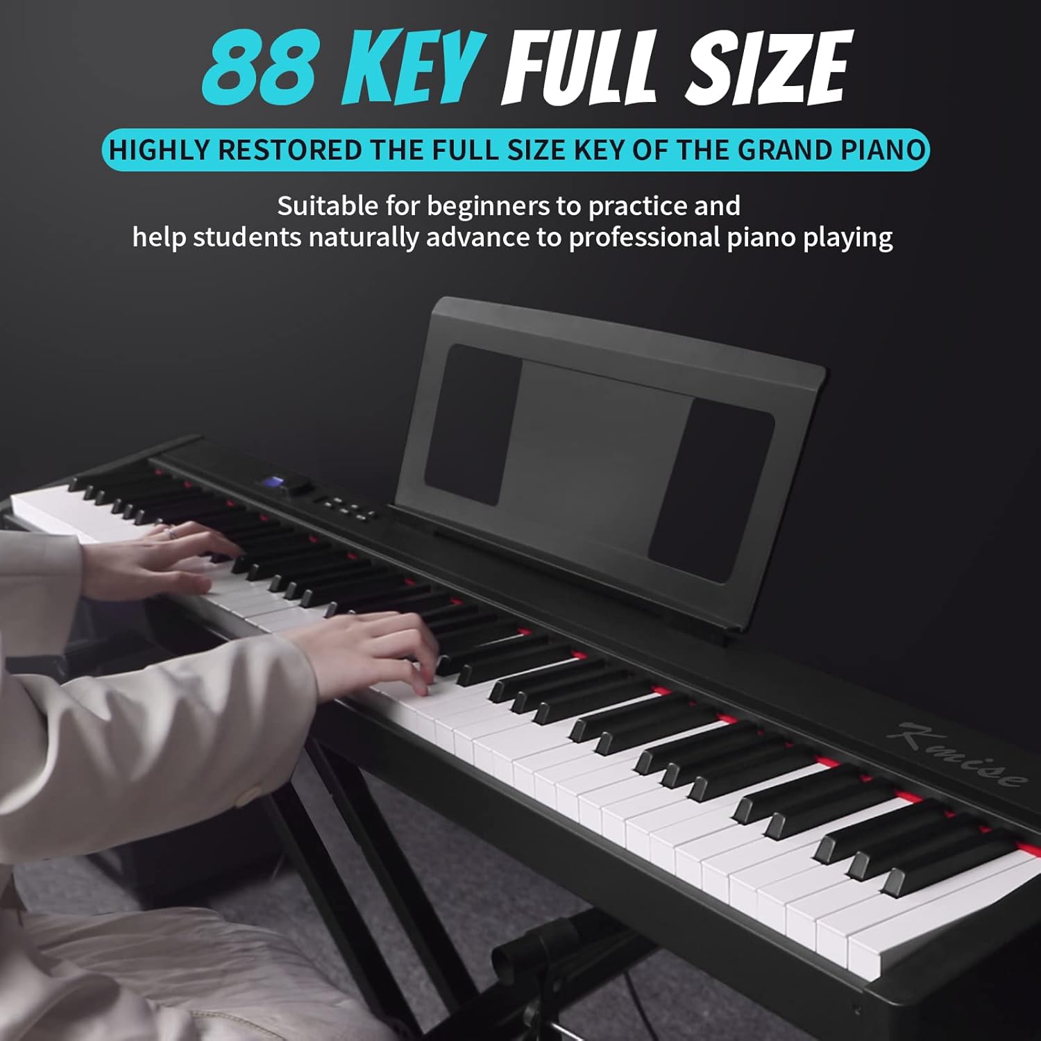 88 Key Weighted Keyboard Piano,Kmise Full Size Heavy Hammer Action Key Digital Piano with Music Stand Pedal MIDI Connecting for Professional Beginner