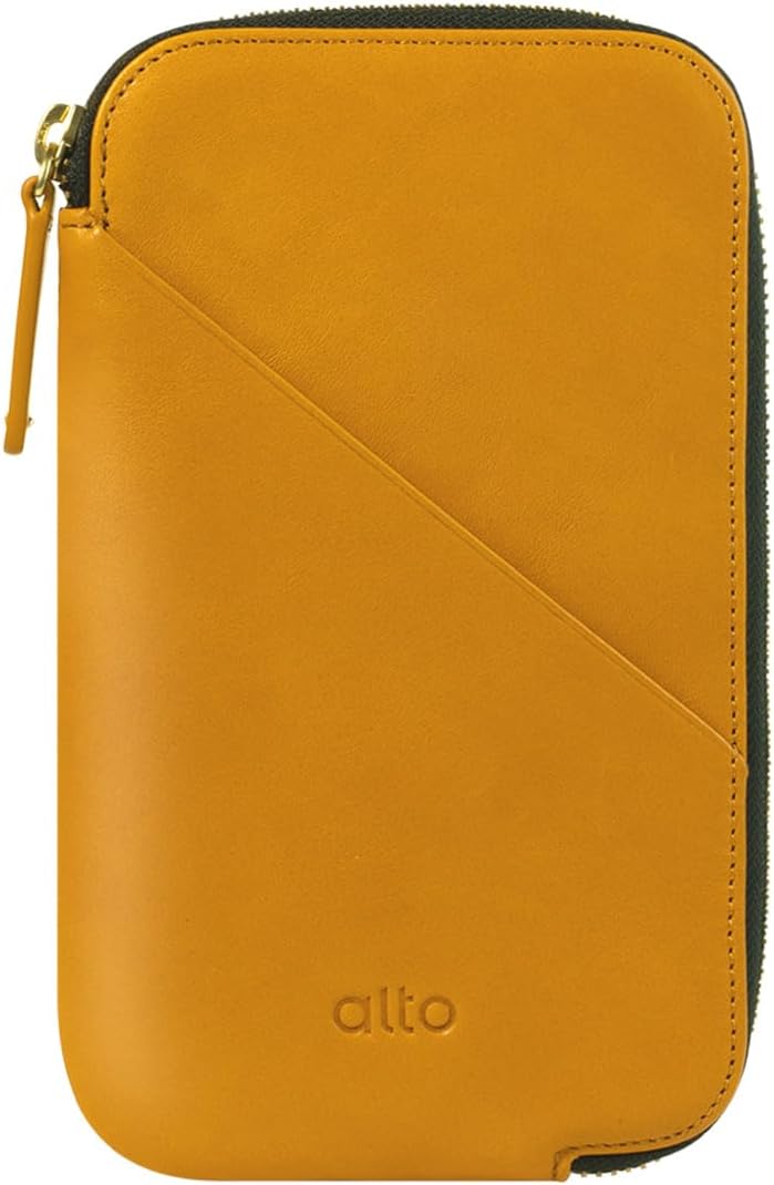 Alto Travel Phone Wallet, Italian Leather Case Passport Holder, Designed for Phones Up to 6.8 inches, Android and iPhone 17, Air, 16, 15, 14, 13 (Caramel Brown) (Not for iPhone 17 Pro Max, 16 Pro Max)