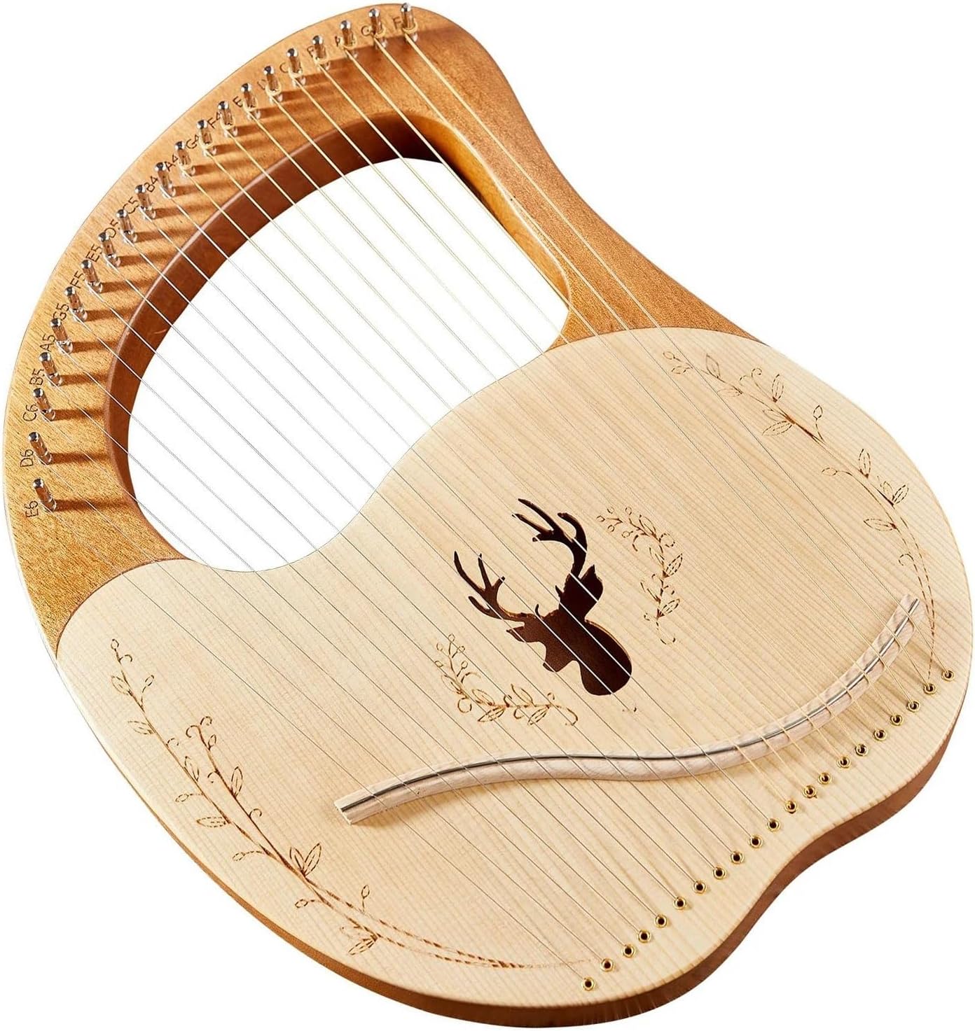 Lyre Harp Set 21 Metal Strings Harp Box Spruce Topboard Mahogany Backboard String Instrument With Tuning Wrench String Picks Sticker