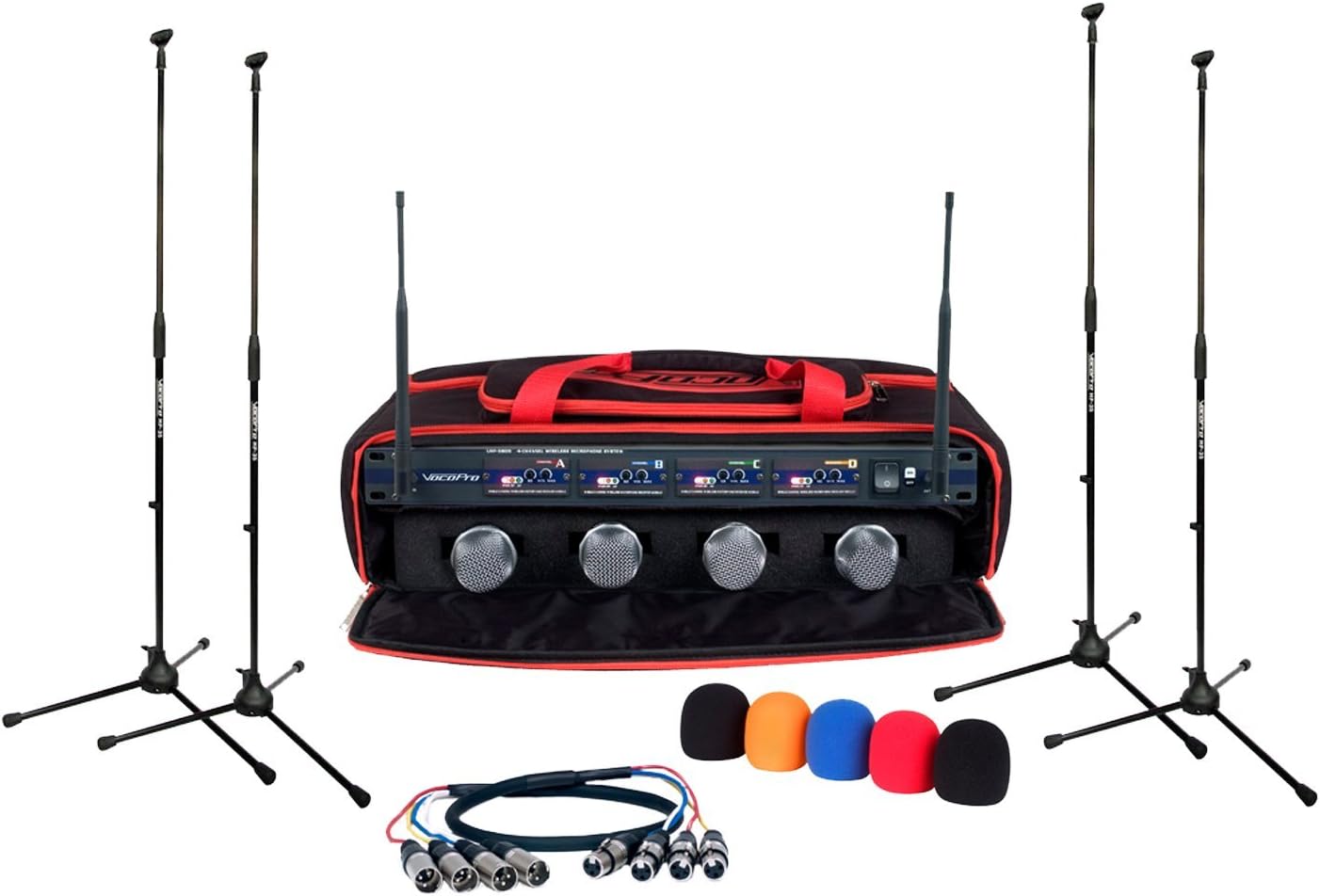 VocoPro UHF5800XL 4 Channel Uhf Wireless Mic Satellite Radio, Multi Color