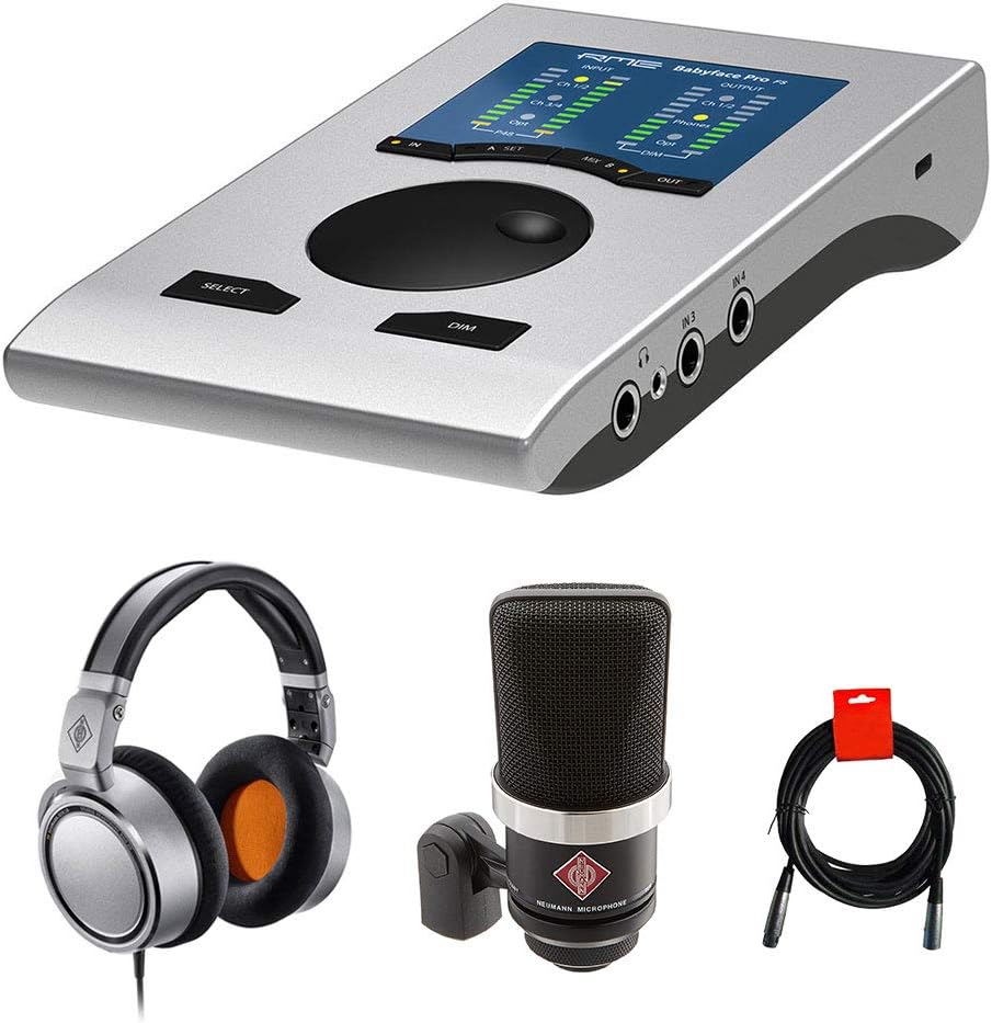RME Babyface Pro FS 24-Channel Audio Interface with Neumann TLM-102 Microphone & Neumann NDH 20 Headphones & XLR Cable Bundle