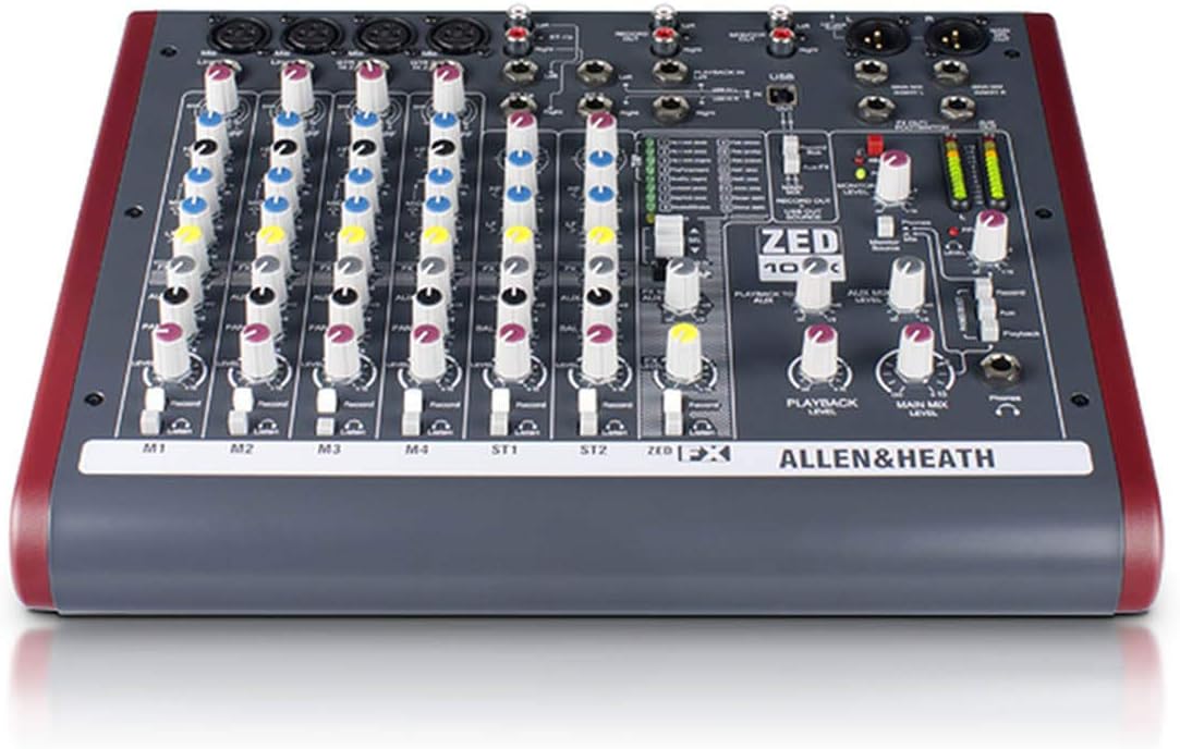 Allen & Heath ZED-10FX – Touring Quality Audio Mixer with 2 Mic/Line, 2 Mic/Line/DI, 3 Stereo Line, Onboard FX and USB I/O (AH-ZED-10FX)