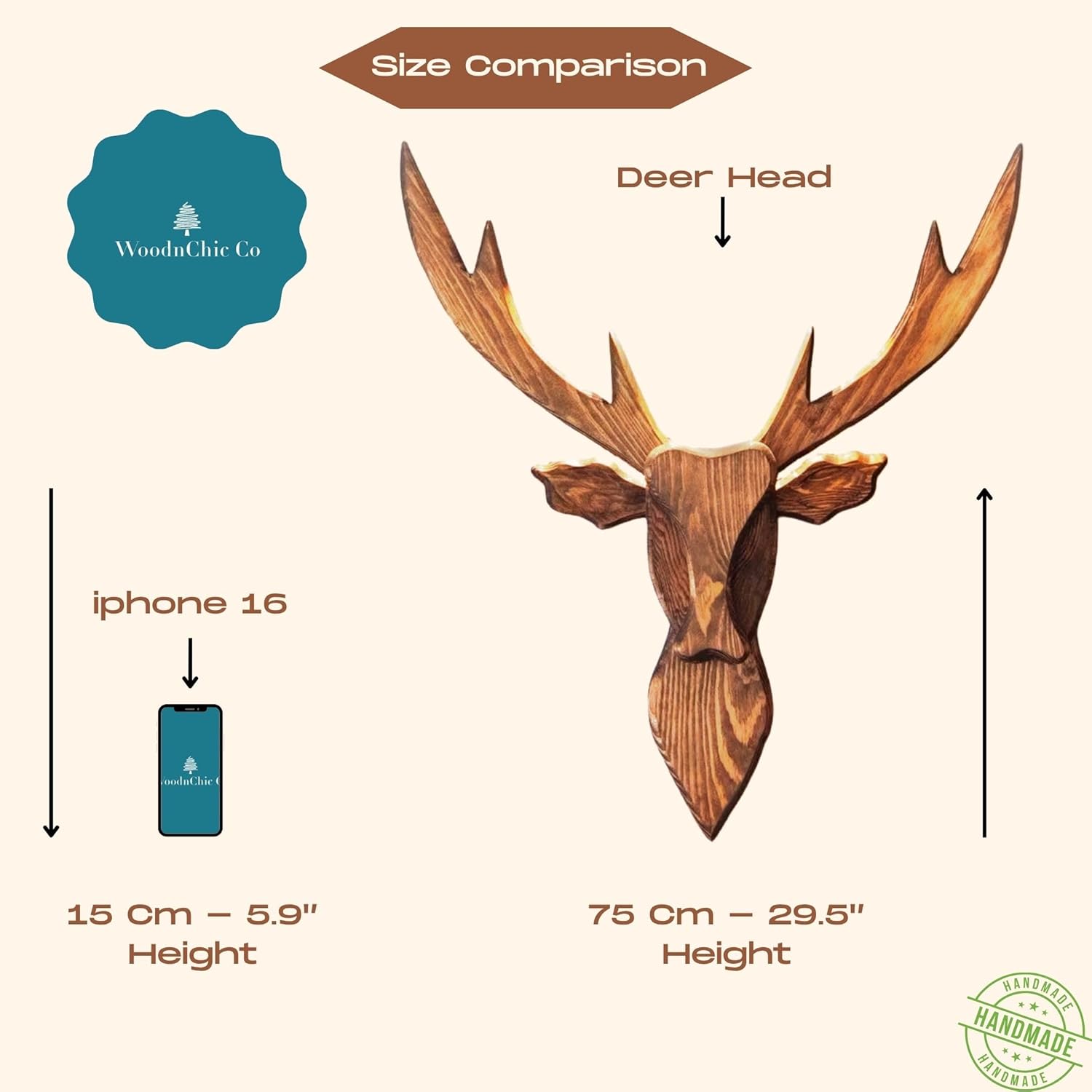 2025 Upgraded Wooden Deer Head Wall Mount - 29.5