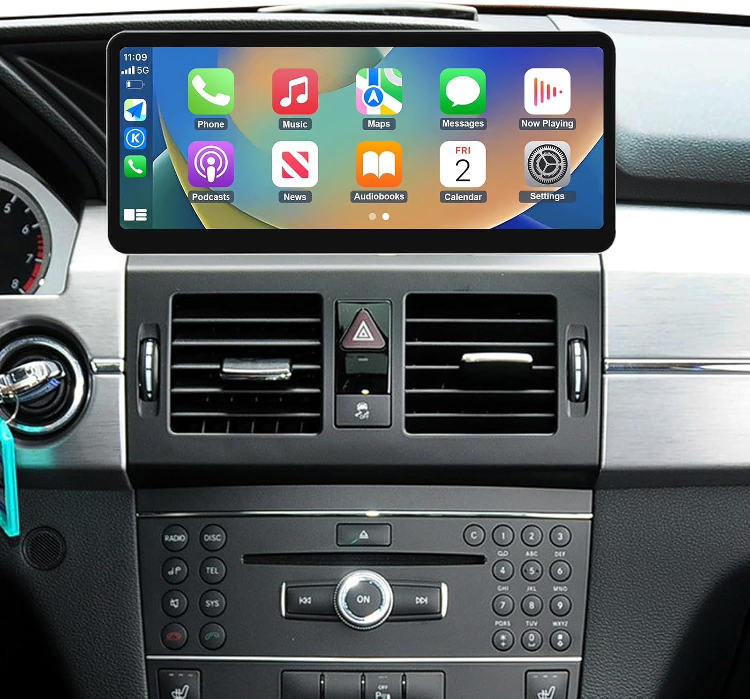 Road Top 12.3 Inch Ultra-Narrow Car Touchscreen Wireless CarPlay Android Auto for Mercedes-Benz GLK Class X204 2008-2012 Year with NTG4.0 System(Not Fit for 2013-2015 Year Car)