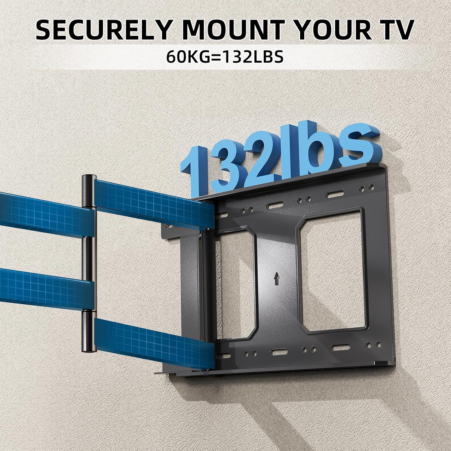 Long Arm TV Wall Mount with 180°Swivel and Tilt +5/-20° Level Adjustment, TV Bracket Screen with Rotates 90° for TVs 37-75 Inches，Fits 8