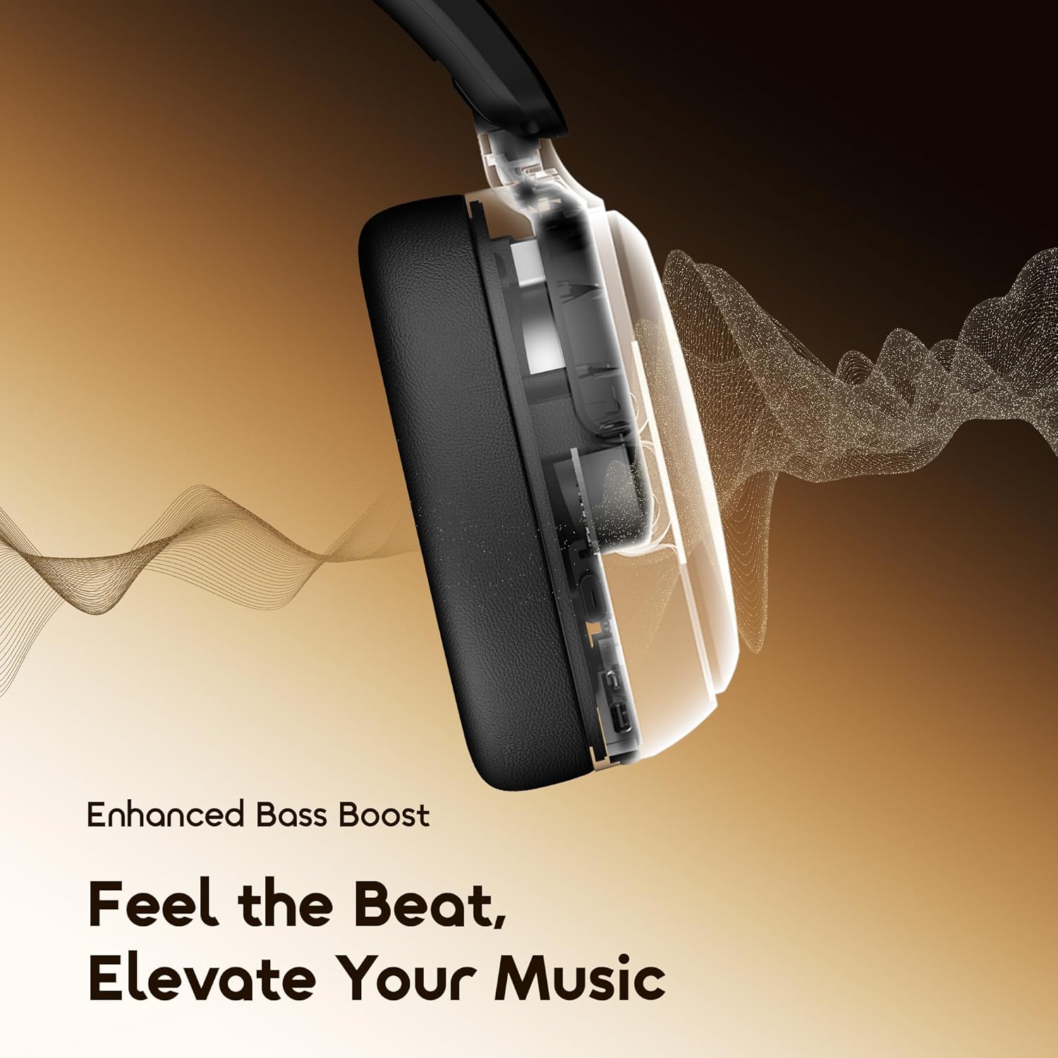 Oraimo Active Noise Cancelling Bluetooth Headphones, 65H Playtime, 3 EQ Modes, Deep Bass, Bluetooth 5.4, Wireless Over-Ear Headphones with Microphone for Game, Office, Travel, Black