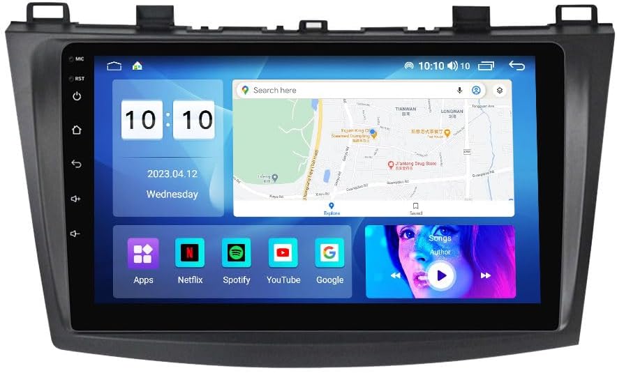 Android Car Stereo for Mazda 3 2010-2012,9 inch IPS Touchscreen with Upgrade Wireless CarPlay & Android Auto,WiFi/GPS,Support SWC and Subwoofer,8-Core 8G+256G
