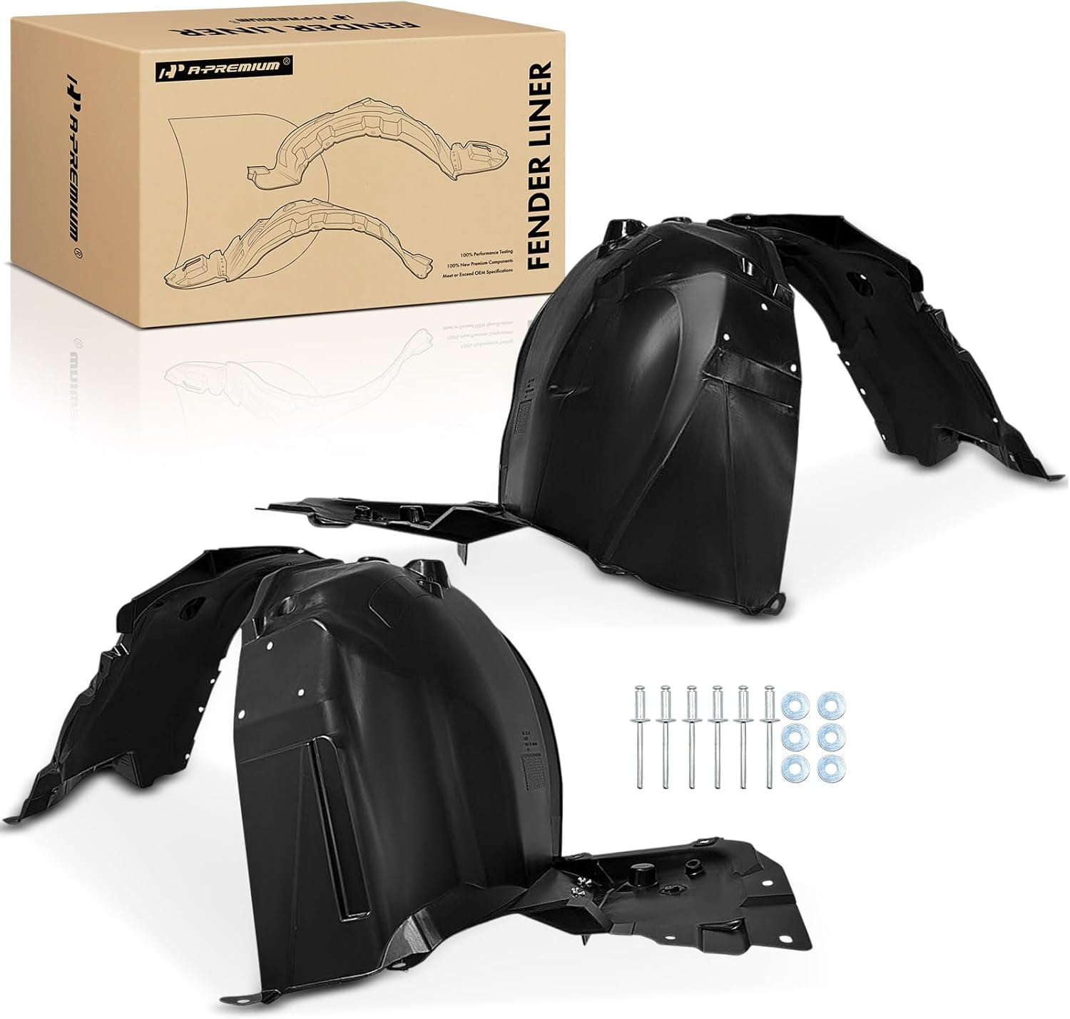 A-Premium Pair Front Inner Fenders Liner Splash Shield Set with Clips - Compatible with Nissan Sentra 2020 2021 2022 2023 2024, Sedan - Factory Fresh (PP), Not Refurbished or Recycled