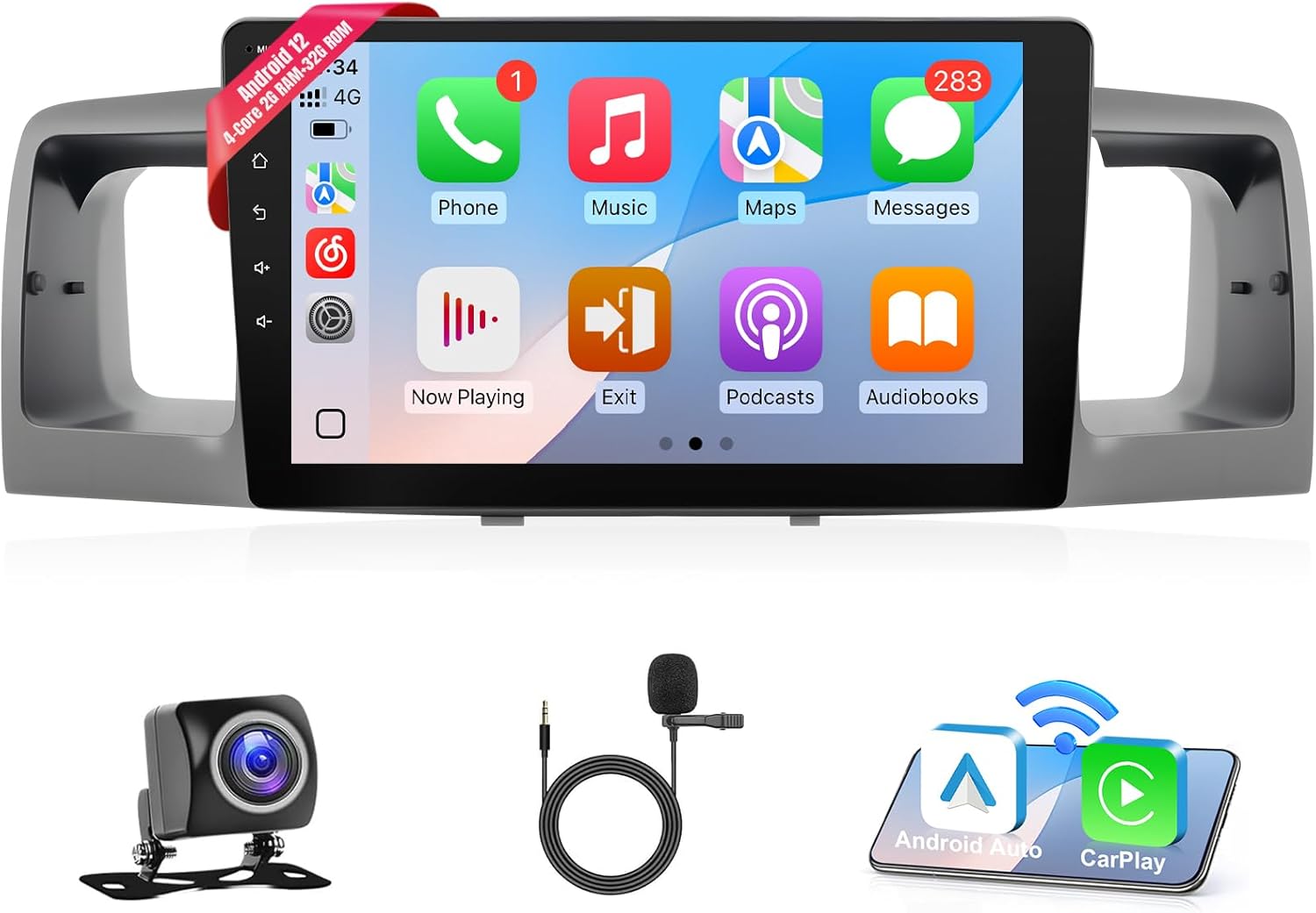 Leadfan Car Radio Stereo for Toyota Corolla 2003-2008 Wireless/Wired Carplay Android Auto, 9 Inch Touch Screen for Corolla Plug and Play Radio Bluetooth GPS FM SWC Backup Camera, Not fit J-B-L