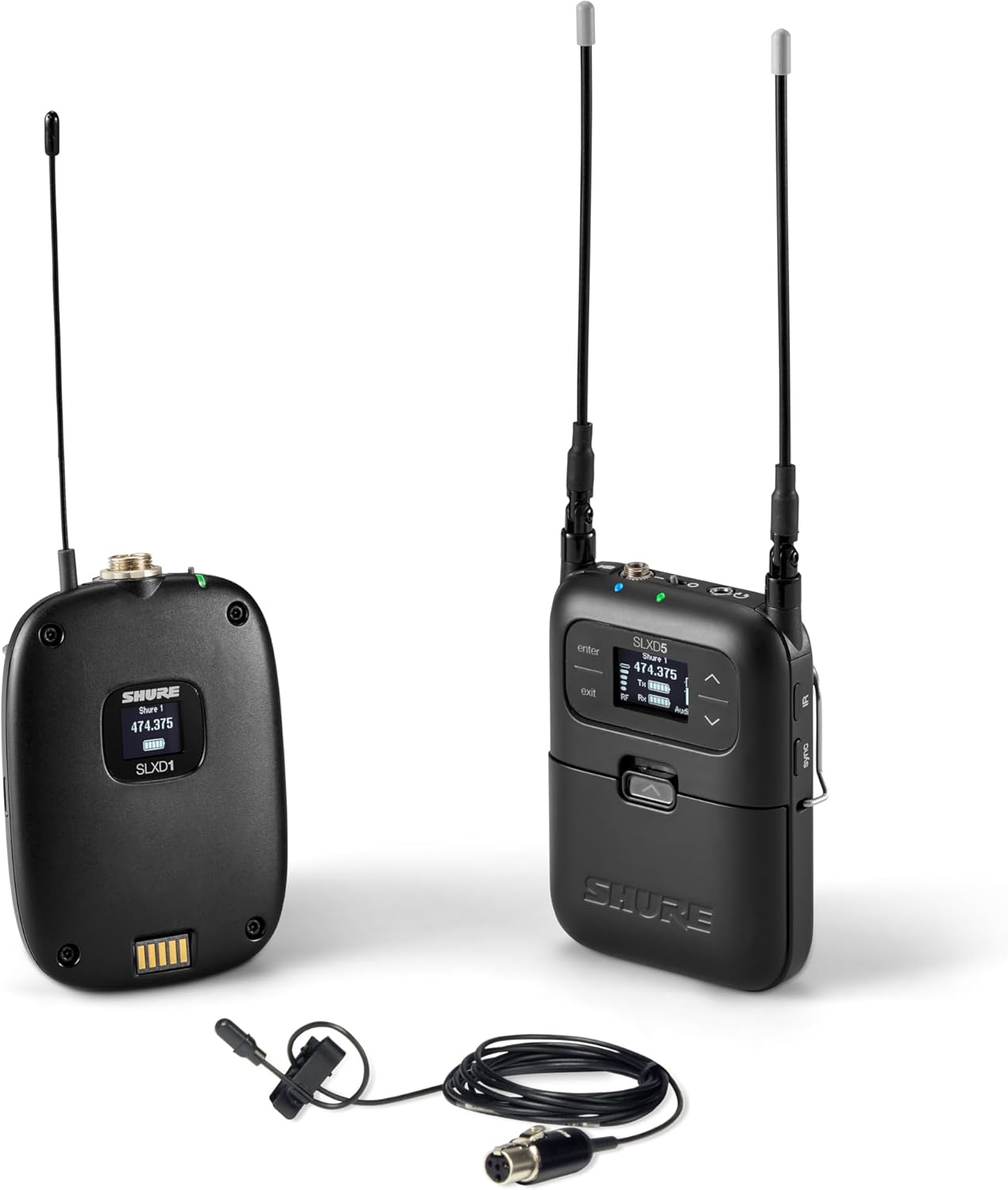 Shure SLXD15/DL4B Portable Digital Wireless System with SLXD1 Bodypack Transmitter, SLXD5 Single Channel Receiver and DuraPlex DL4B Omnidirectional Lavalier Microphone | H55 Band (SLXD15/DL4B-H55)