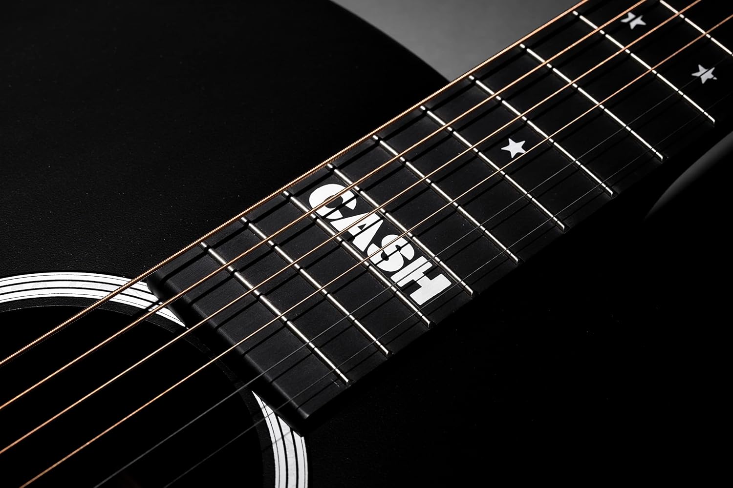 Martin Guitars DX Johnny Cash Signature Edition Acoustic-Electric Guitar with Gig Bag, HPL Construction, Modified D-14 Fret, Performing Artist Neck Jett Black