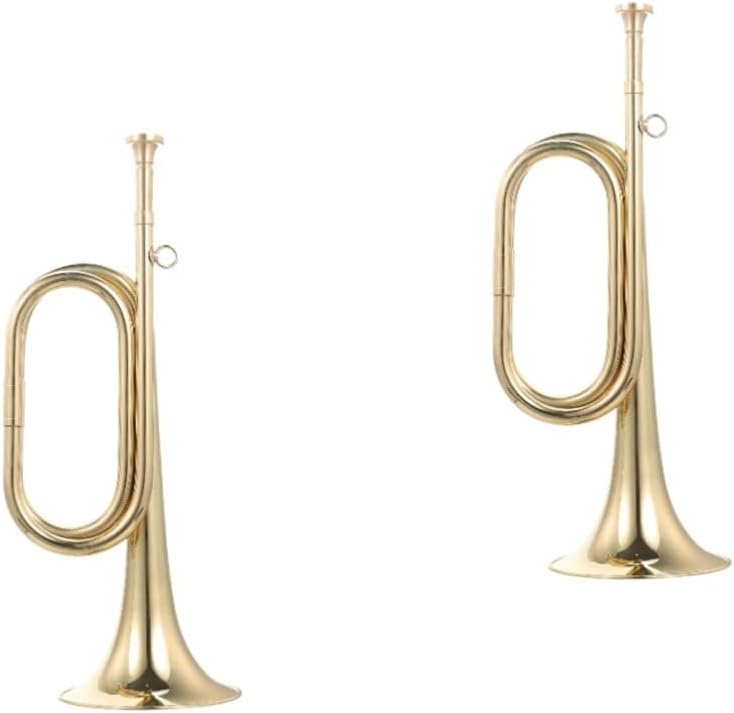 2pcs Golden Bugle Horn Wind Instrument for School Band Music Instrument