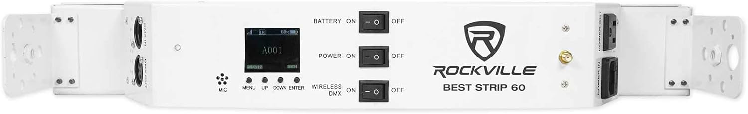 Rockville Best Strip 60 White Rechargeable Wash Light Bar, RGBWA UV, Wireless Control, for DJs, Stage and Events, 2-Piece