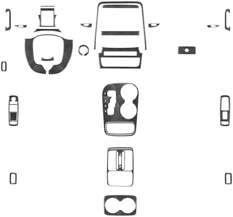 Speedometer Surround Panel Window Lift Panel Center Gear Shift Panel Premium Real Carbon Fiber Car Sticker Decal Interior Accessories Compatible with Dodge Durango 2011 2012 2013 Red.