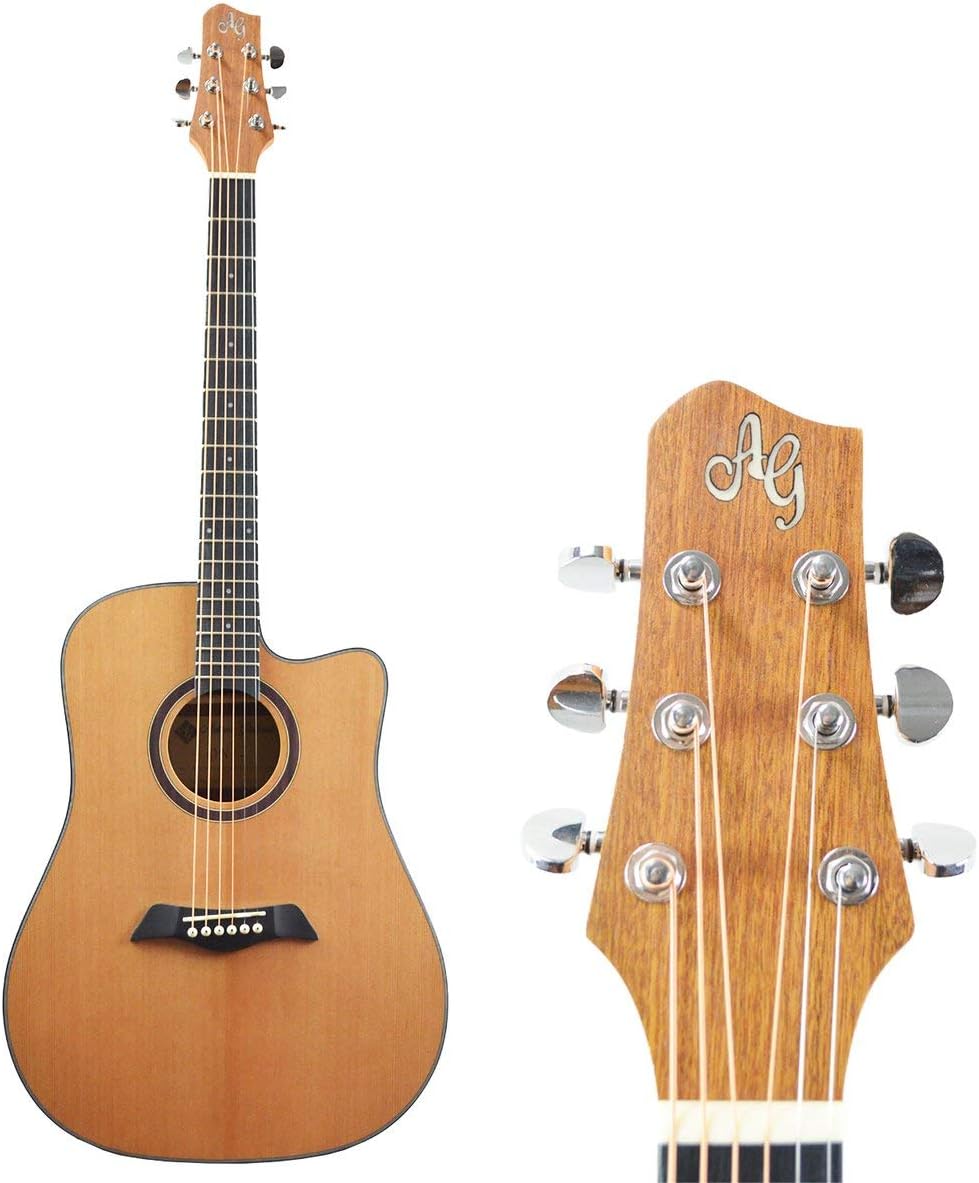 Antonio Giuliani Acoustic Guitar (CLEAR) Bundle (DN-2) - Dreadnought Guitar with Case, Strap, Strings and Accessories
