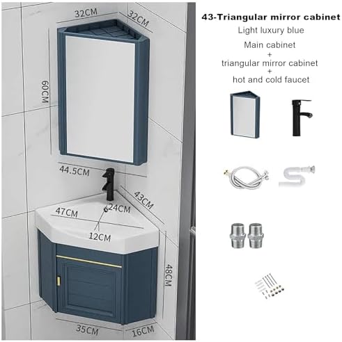 Corner Bathroom Vanity Sink Set with Wall-Mount Mirror Cabinet, Ceramic Sink for Restaurant, Bar, Cafe – Space-Saving Design, Stylish & Functional