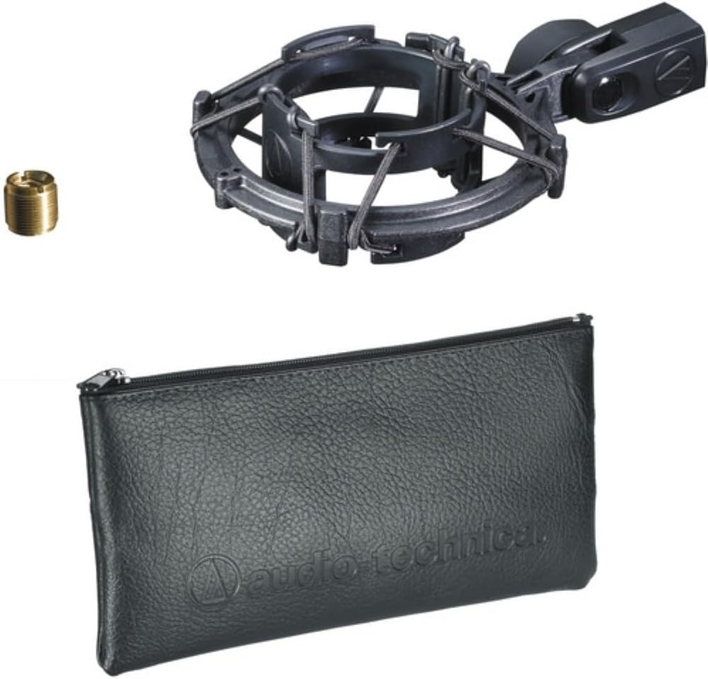 Audio-Technica AT2035 Cardioid Condenser Microphone Bundle with Audio Interface + Microphone Arm + Pop Filter + XLR Cable + Cleaning Cloth (6 Items)