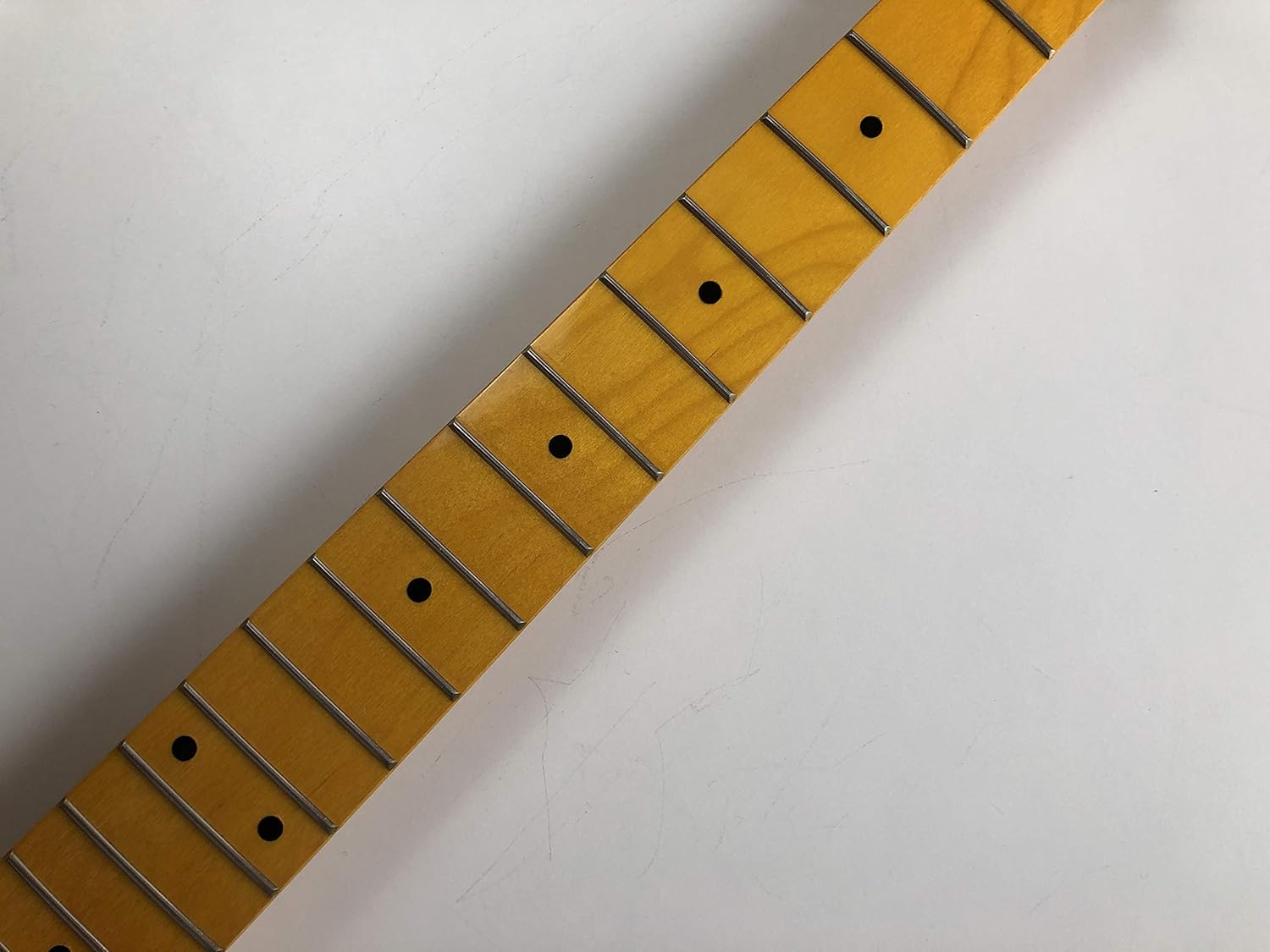 Reverse head Electric guitar Neck 22 frets Maple Fingerboard Dot Inlay Locking Nut Yellow gloss DIY