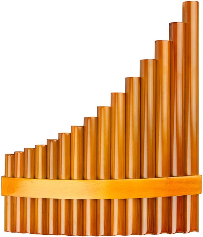 15 pipes G Key Pan Flute light Brown Folk Woodwind Instruments Kids Pan Pipes Including Tunning Sticks Pipes inner clearning Stick cloth and pu leather bag (Right Hand)