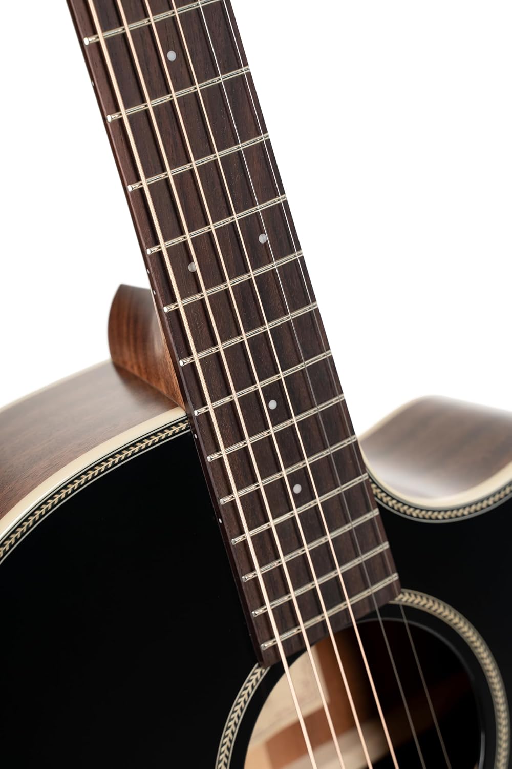 Cort Essence Series ES-GA4 Grand Auditorium Cutaway Acoustic Electric Guitar, Black Top Semi Gloss (GA4BTSG)