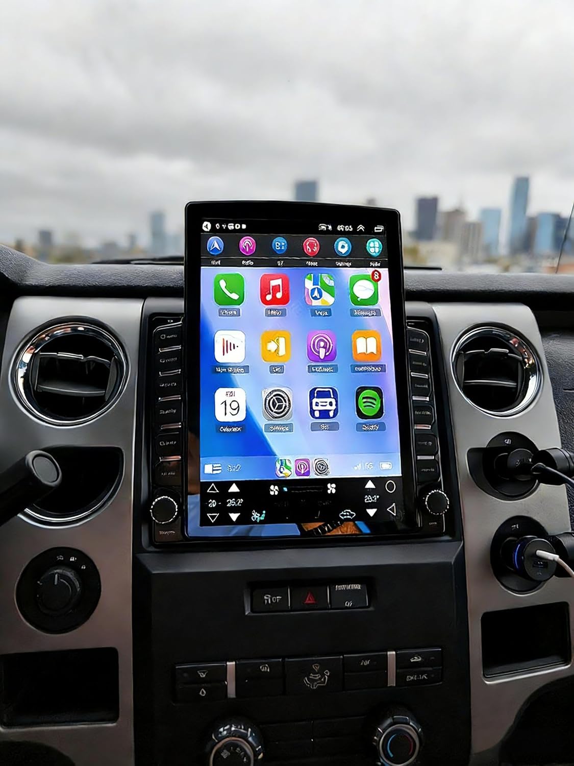 2+32G 9.7in Car Stereo for Ford F150 2009-2014 w/GPS Navigation with Carplay w/Android Auto Double Din Touchscreen Car Radio Receiver Backup Camera