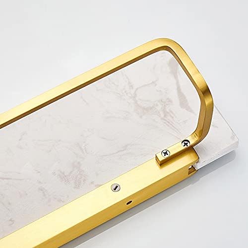 Shower Shelves Shower Room Shelf, Golden Bathroom Front Shelf, Marble Wall Mount Towel Rack Bathing Accessories (Color : 40CM White)