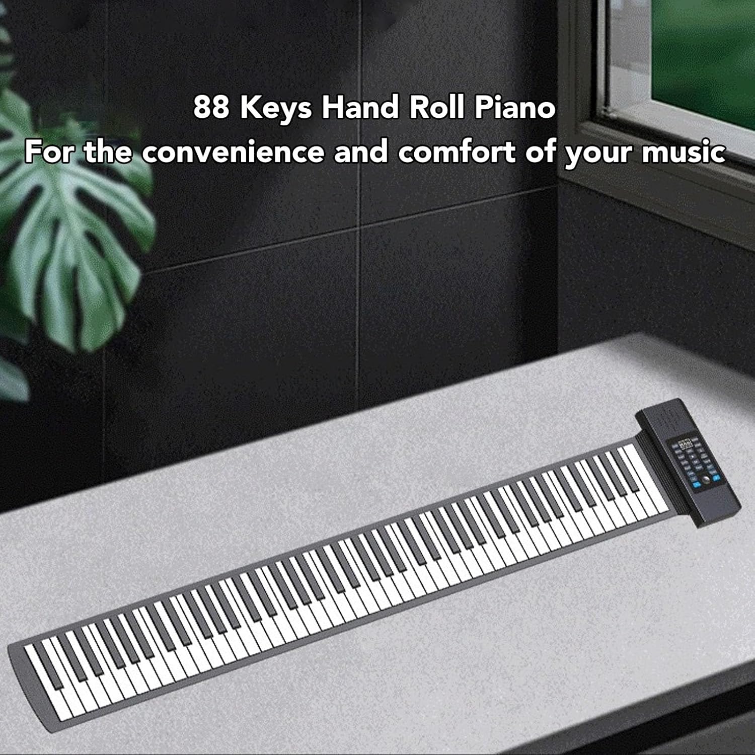 88 Keys Portable Piano, Hand Roll Keyboard Silicone Portable Roll Up Keyboard Piano with LED Display, Speakers, 128 Tones, USB MIDI Output, Foldable Design (US Plug)