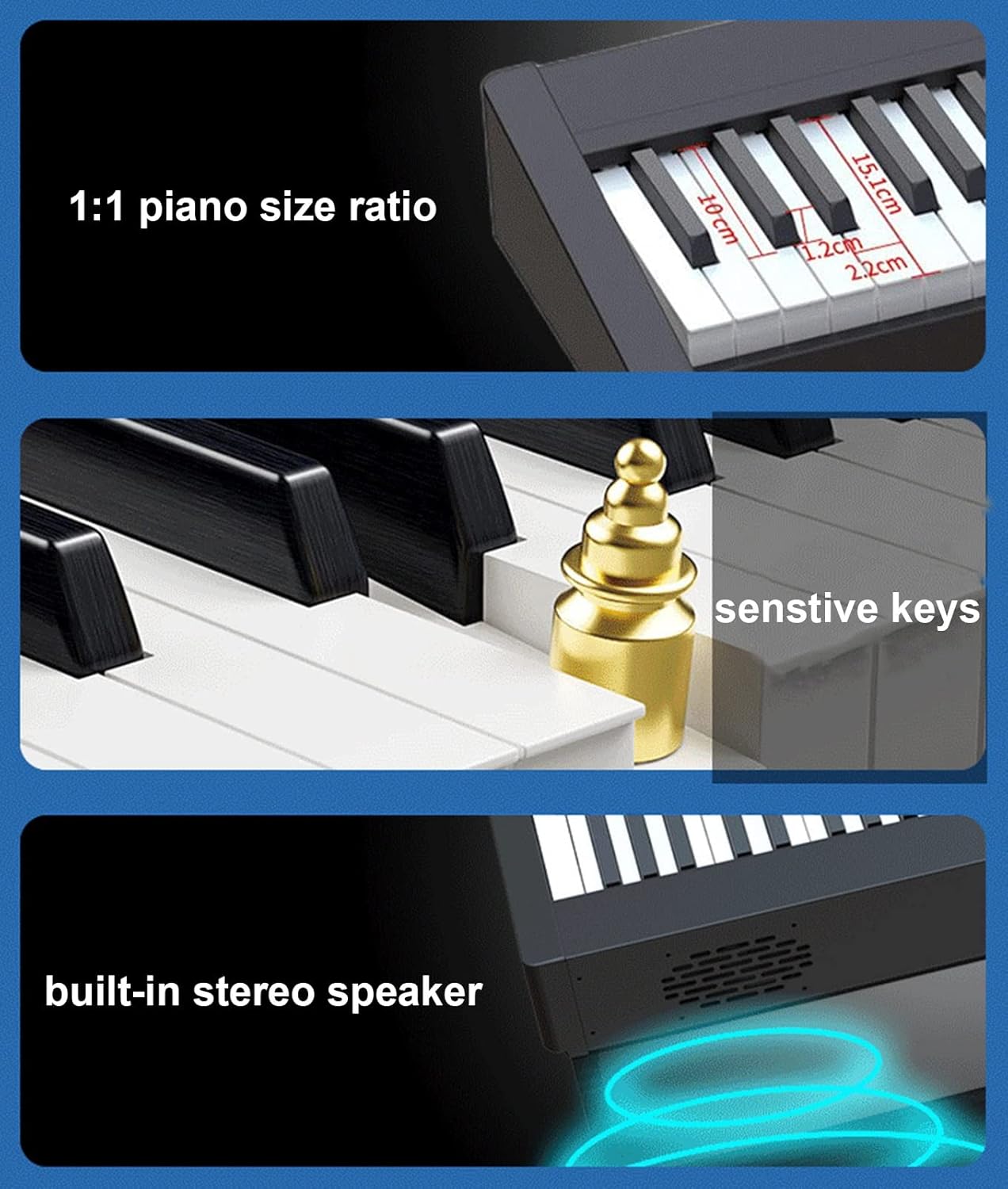 88-Key Weighted Digital Piano Hammer-Action Touch Sensitivity Full Size Keyboard Piano Music Instrument Piano With Stereo Speakers Bluetooth MIDI Connection For Professional and Beginners