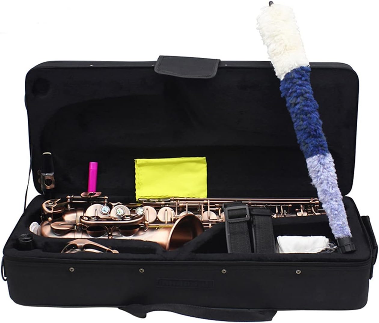 Saxophone Straight Retro Red Copper Alto EB Elbow Saxophone Pipe Body Carved Abalone Shell Button Key Type Woodwind Instrument