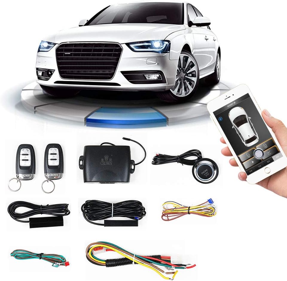 PKE Remote Starter Kits Universal Car Remote Engine Start for Car One Key Push Engine Start Keyless Entry for Car Remote Key or App Control Gifts for Man