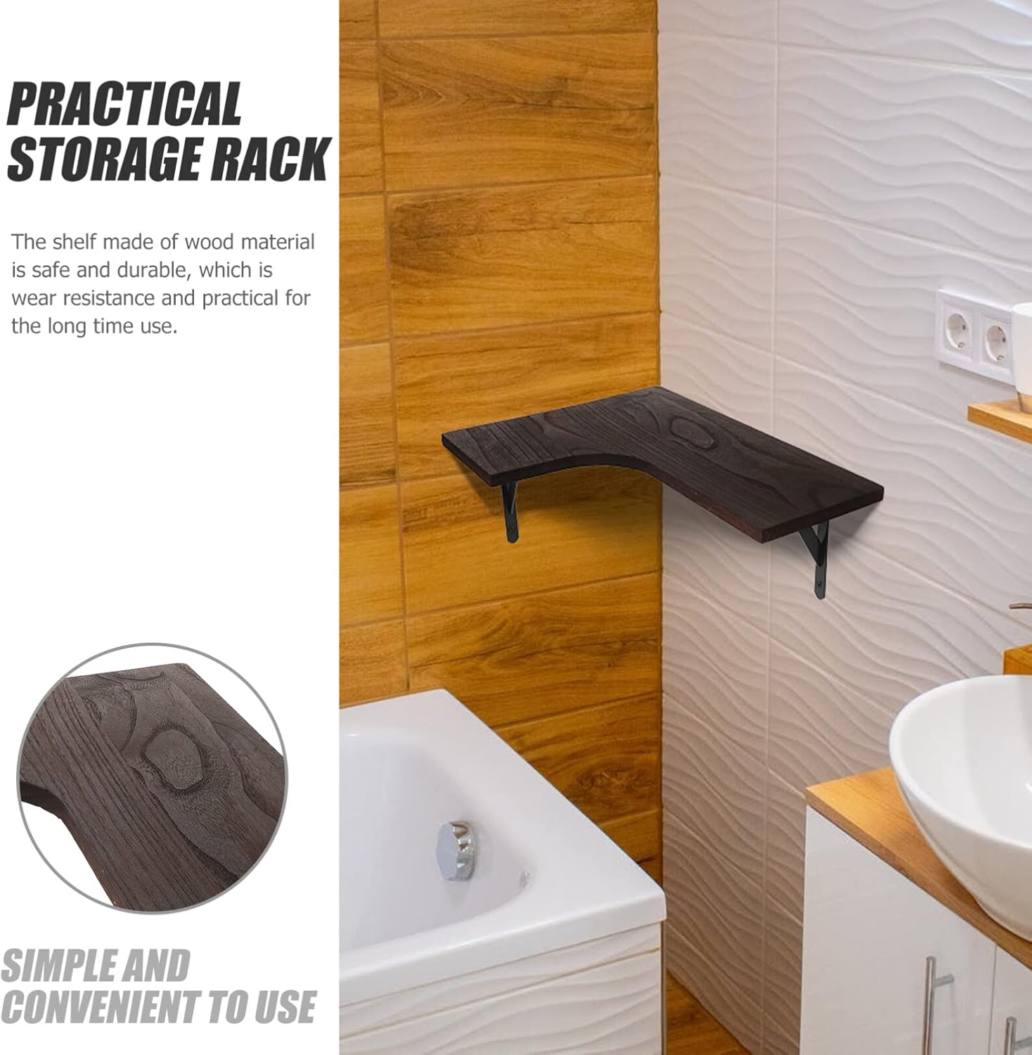 STOBAZA Toilet Storage Rack Sundries Organizing Shelf Wall Mounted Shelves Vintage Design