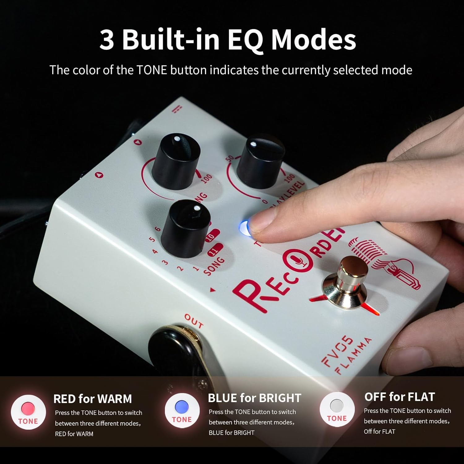 FLAMMA FV05 Recorder Vocal Effects Processor with 70 Minutes Recording Capacity Noise Gate & Reverb Effects for Vocal Guitar Reverb Looper Stompbox for Singer Songwriting Record Creative Inspiration