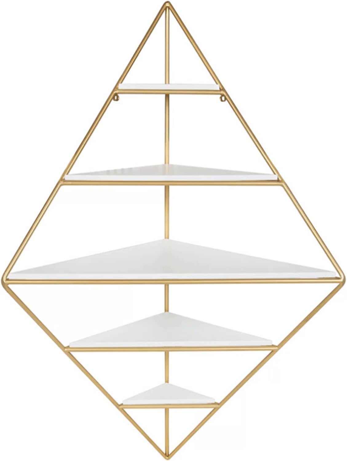 Wall Mounted Floating Shelves Metal Multi-Layer Geometric Wall Mount Wall Shelf Minimalist Corner Storage Rack Ideal for Kitchen Office Bathroom (Color : White)