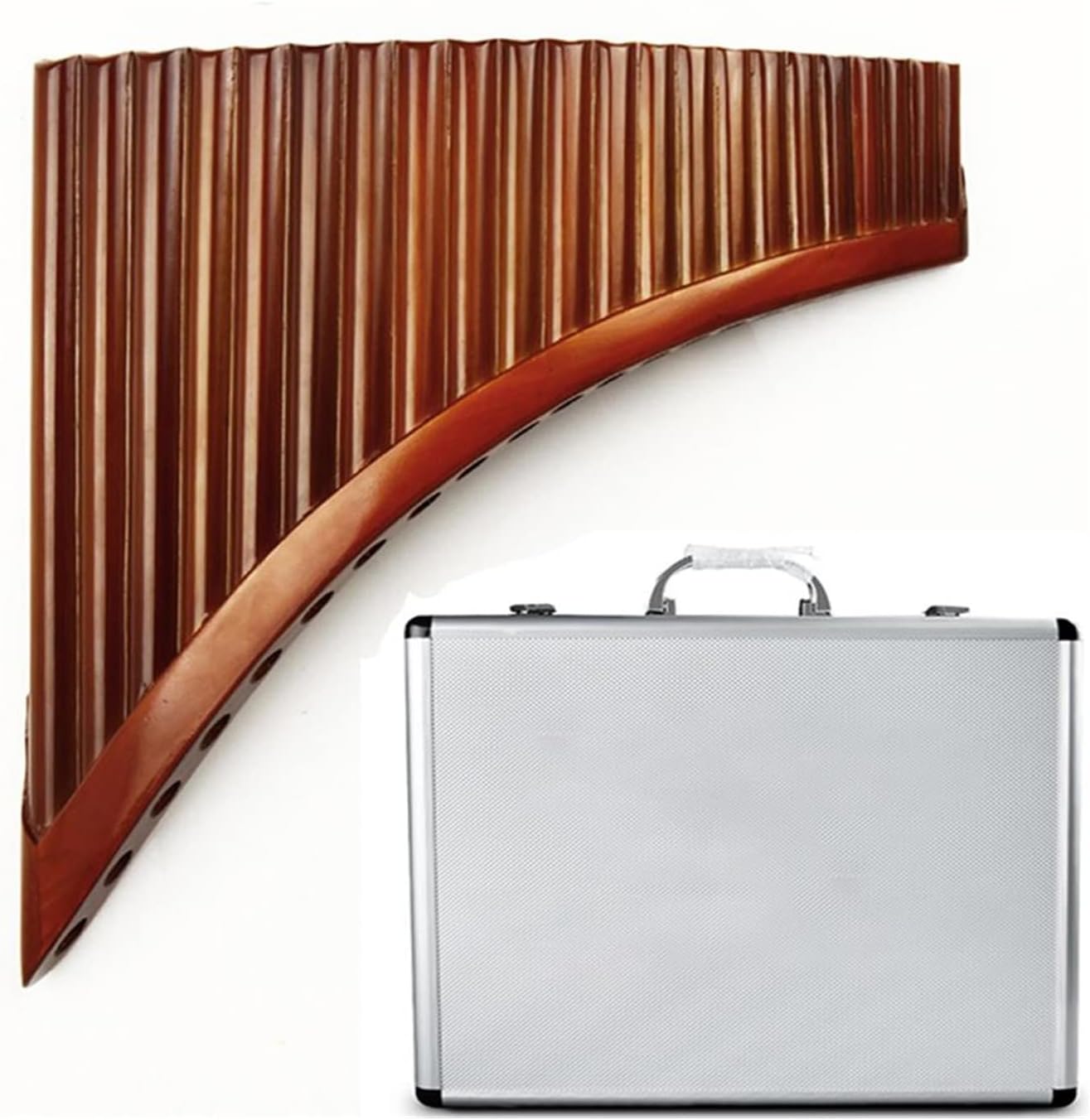 Folk Woodwind Instrument Pan Flute Natural Bamboo Pan Pipes 22 Pipes G Key Wind Pan-Flute Panflute Handmade (Color : Right-Hand add Box)