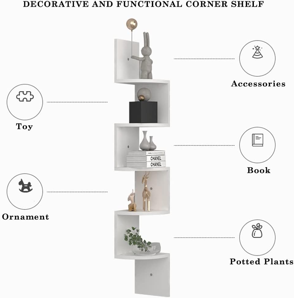 Shelves for Wall Decor Corner, Corner Shelf 5 Tier Floating Shelves for Wall, Wall Mount Corner Shelves Wood Wall Shelf for Bedroom Bathroom Living Rooms (Color : Brown)