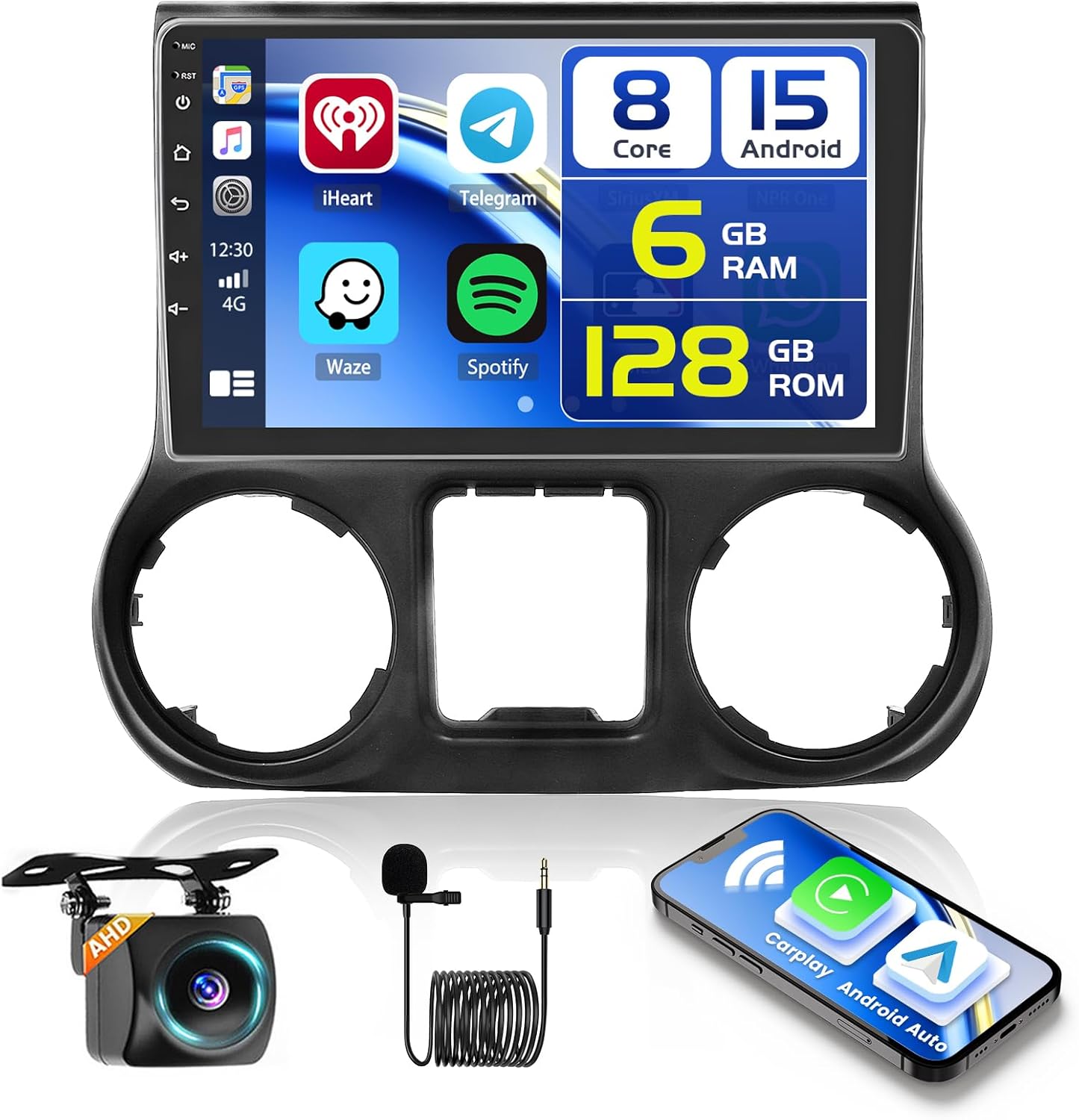 5G WiFi Car Stereo [8-Core 6+128G] Hikity Android 15 Car Stereo for Jeep Wrangler 2011 2012 2013 2014, 10.1