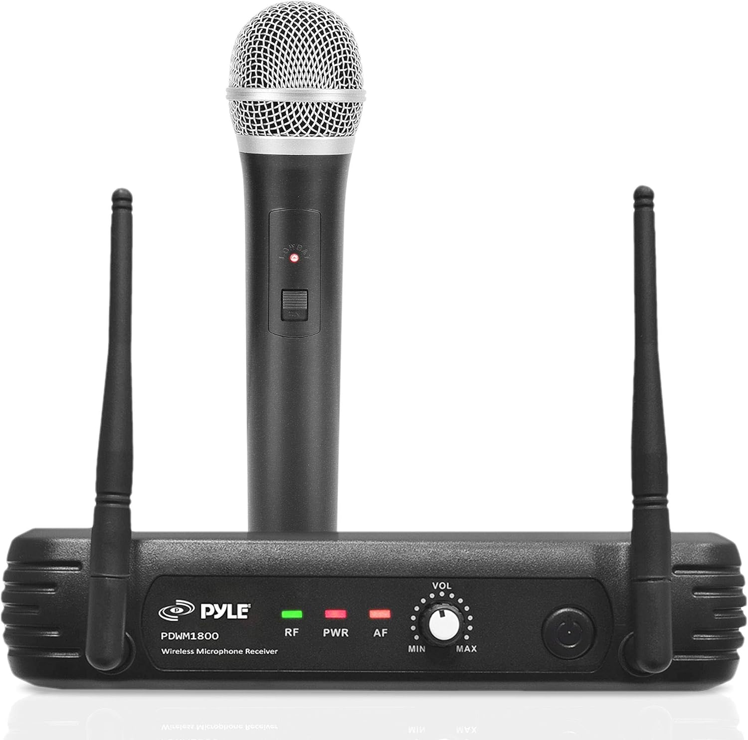 Pyle UHF Wireless Microphone System - Professional Dynamic Wireless Mic Set, handheld mic and receiver, power adapter, Audio Cable - Great for PA, Conference, Karaoke, and Dj Party