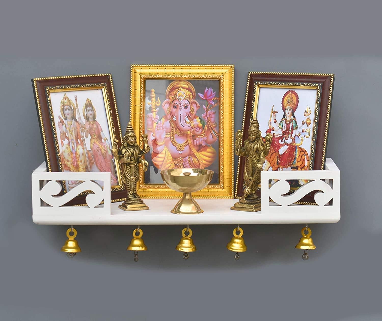 Wooden Wall Mount Temple for Home,Wooden Home Temple/Wall Shelf/Pooja Mandir/Pooja Stand/Wooden Mandir/Devghar/Devara/Pooja Shelf/Small Temple for Office (White 2)