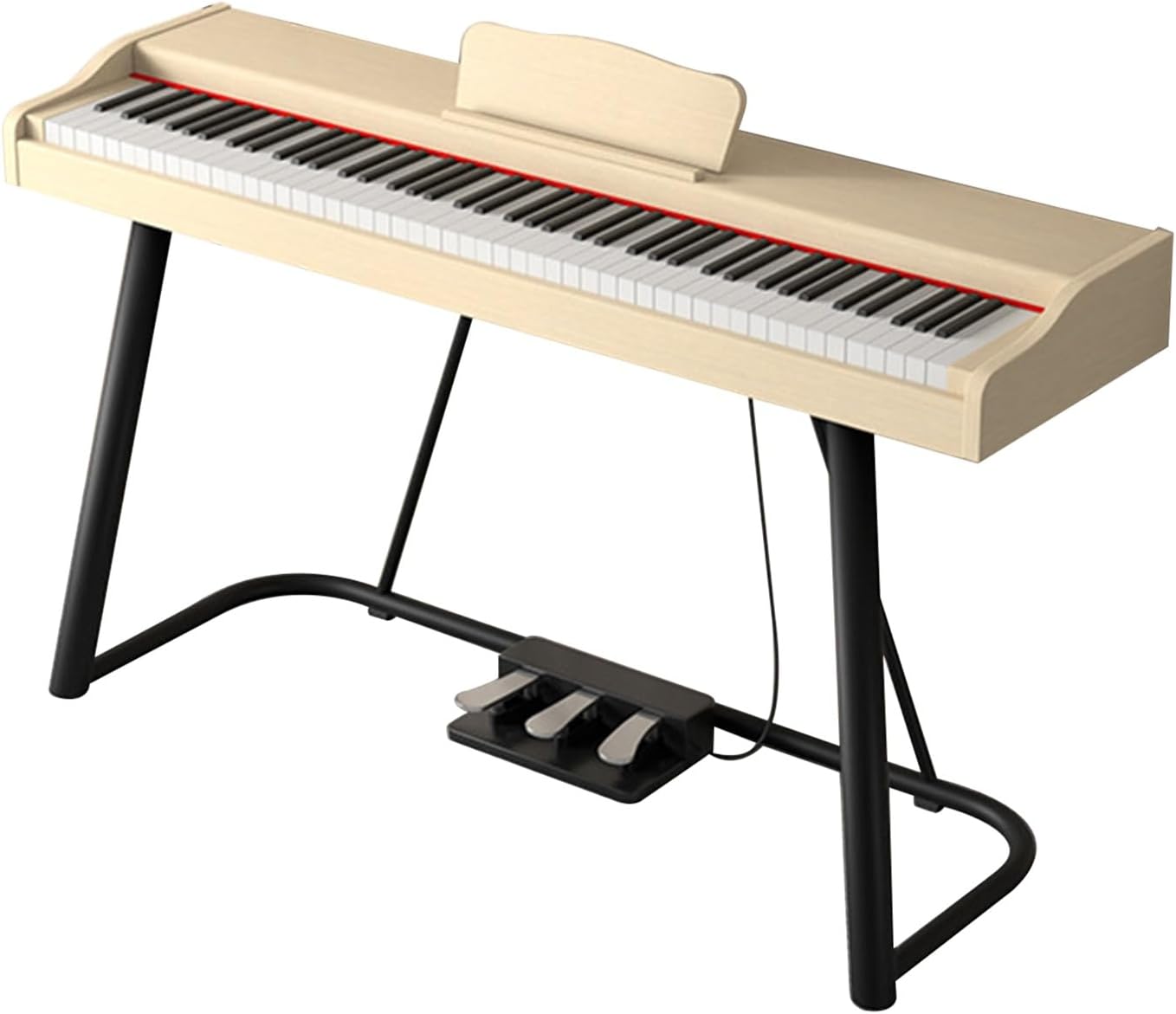 Digital Piano With 88 Hammer Action Weighted Keys Support USB-MIDI & Dual Headphones Electronic Piano For Beginners Professional With Music Stand, Three Pedal(Beige)