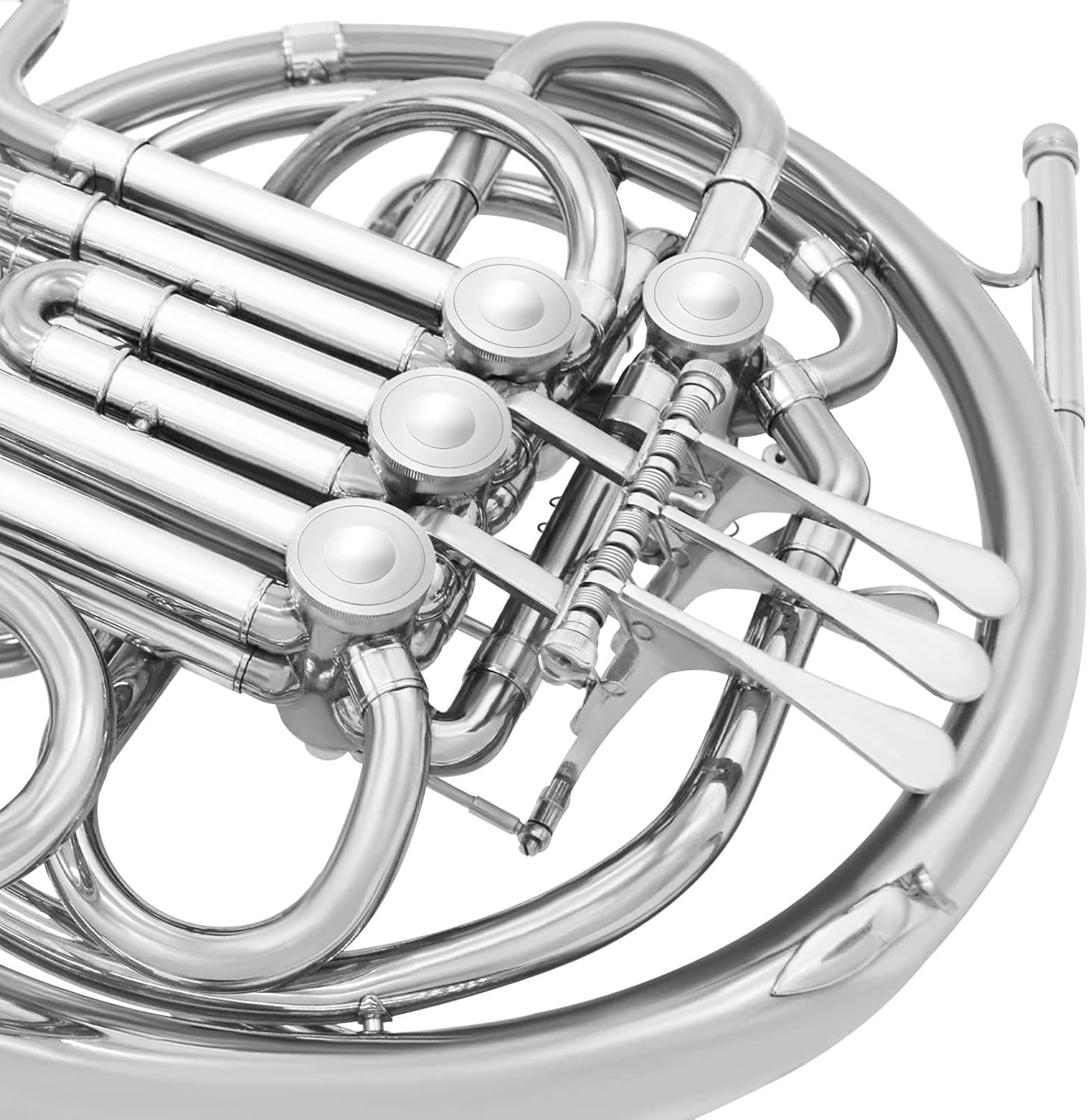 Double French Horn (Fb/Bb) 4 Keys Gold Lacquer - Intermediate Brass Instrument with Case, Mouthpiece and Cleaning Kit - Complete Accessory Kit for Concert Band and Solo Performance (Silver)