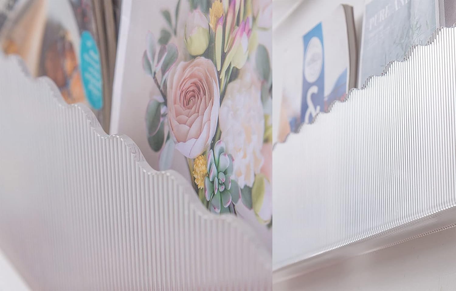 Acrylic Creativity Brochure Holder Wall Mount, 1 Tier Stripe Hanging Bookshelf Magazine Rack Literature Storage Rack for Waiting Room, Living Room, Office (Size : L39.4xW1.4xH5.9IN)