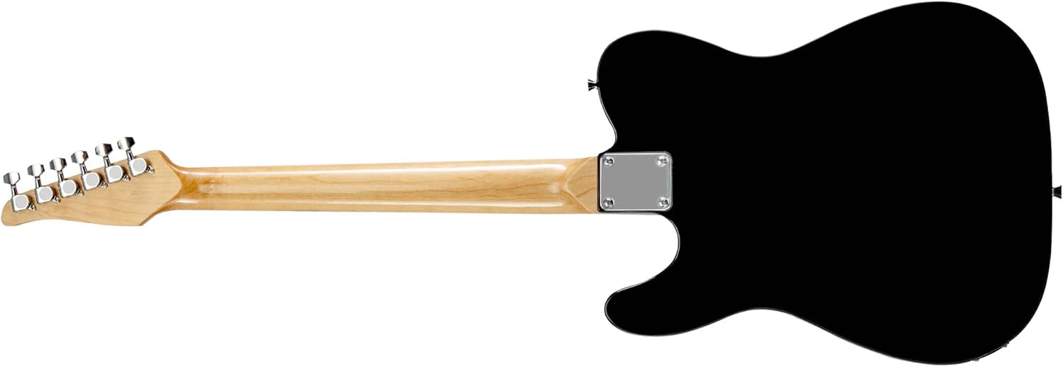 LyxPro 39” Electric Guitar TL Series, Full-Size Paulownia Wood Body, 3-Ply Pickguard, C-Shape Neck, Ashtray Bridge, Quality Gear Tuners, 3-Way Switch & Volume/Tone Controls, 2 Picks Included, Black