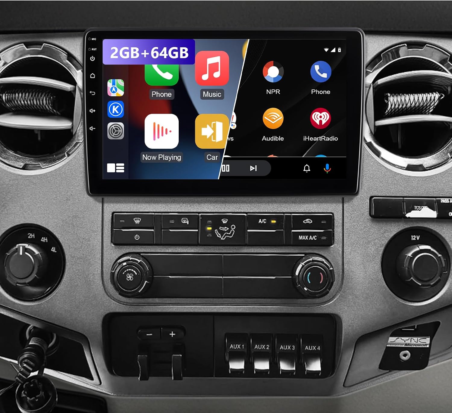 2G+64G Car Radio for Ford F150 2004 to 2008 Stereo for Ford Mustang 2007 to 2009 Wireless Apple CarPlay Android Auto,10.1Inch IPS Touchscreen FM/RDS/DSP/EQ/5G WiFi/AHD Camera/GPS/SWC, No SO.NY
