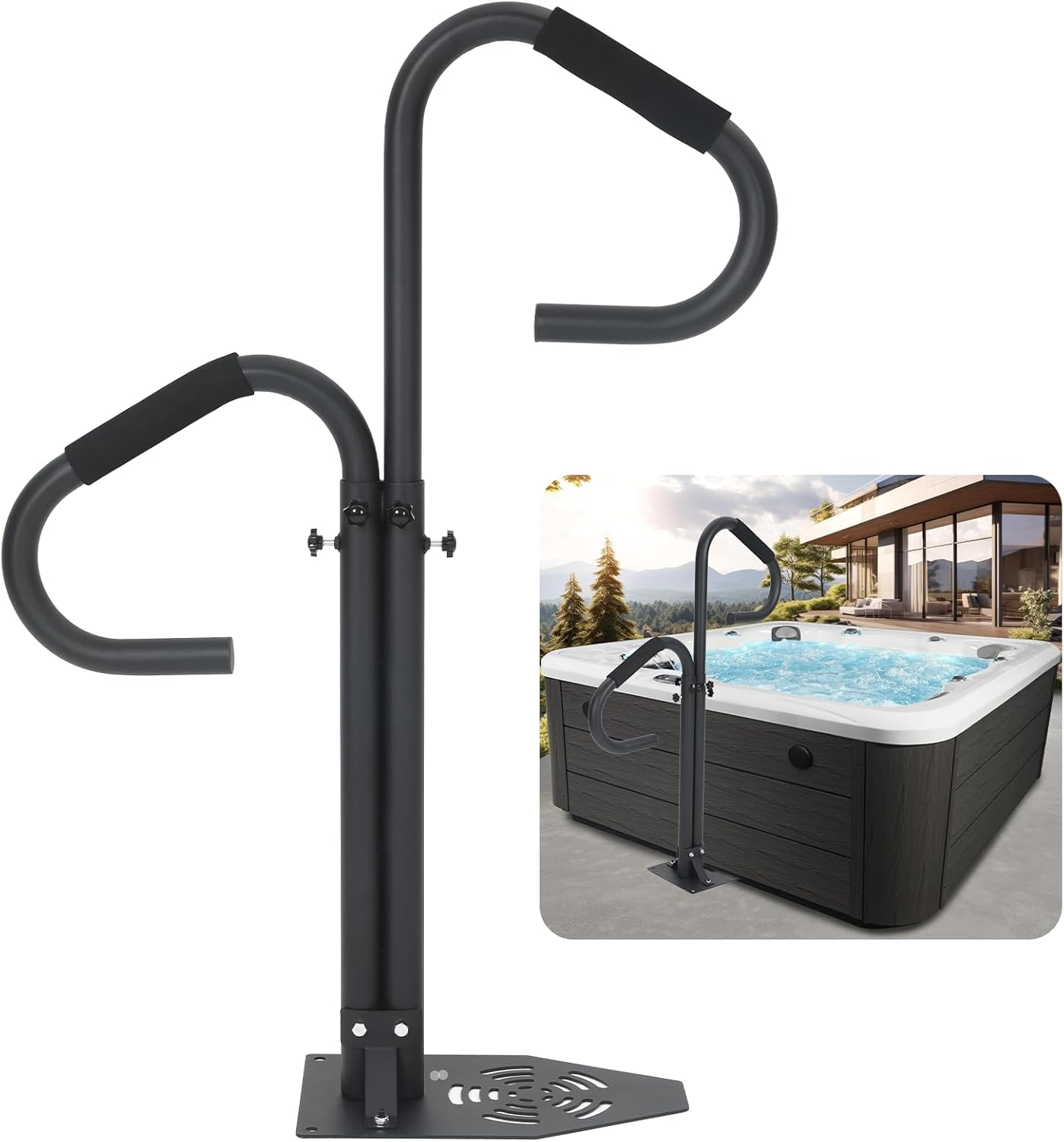 Hot Tub Handrail with 360° Rotating Dual Handles, 38-62