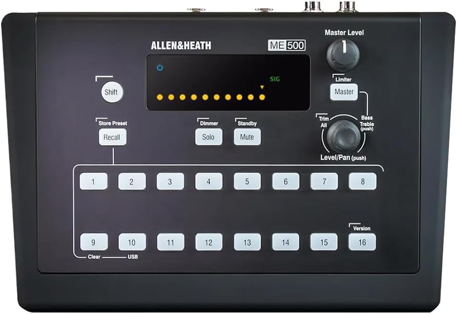 Allen & Heath ME-500 16-Channel Personal Mixer Bundle w/ 2-Pack Pig Hog PHM10 8mm Mic Cable and Liquid Audio Polishing Cloth